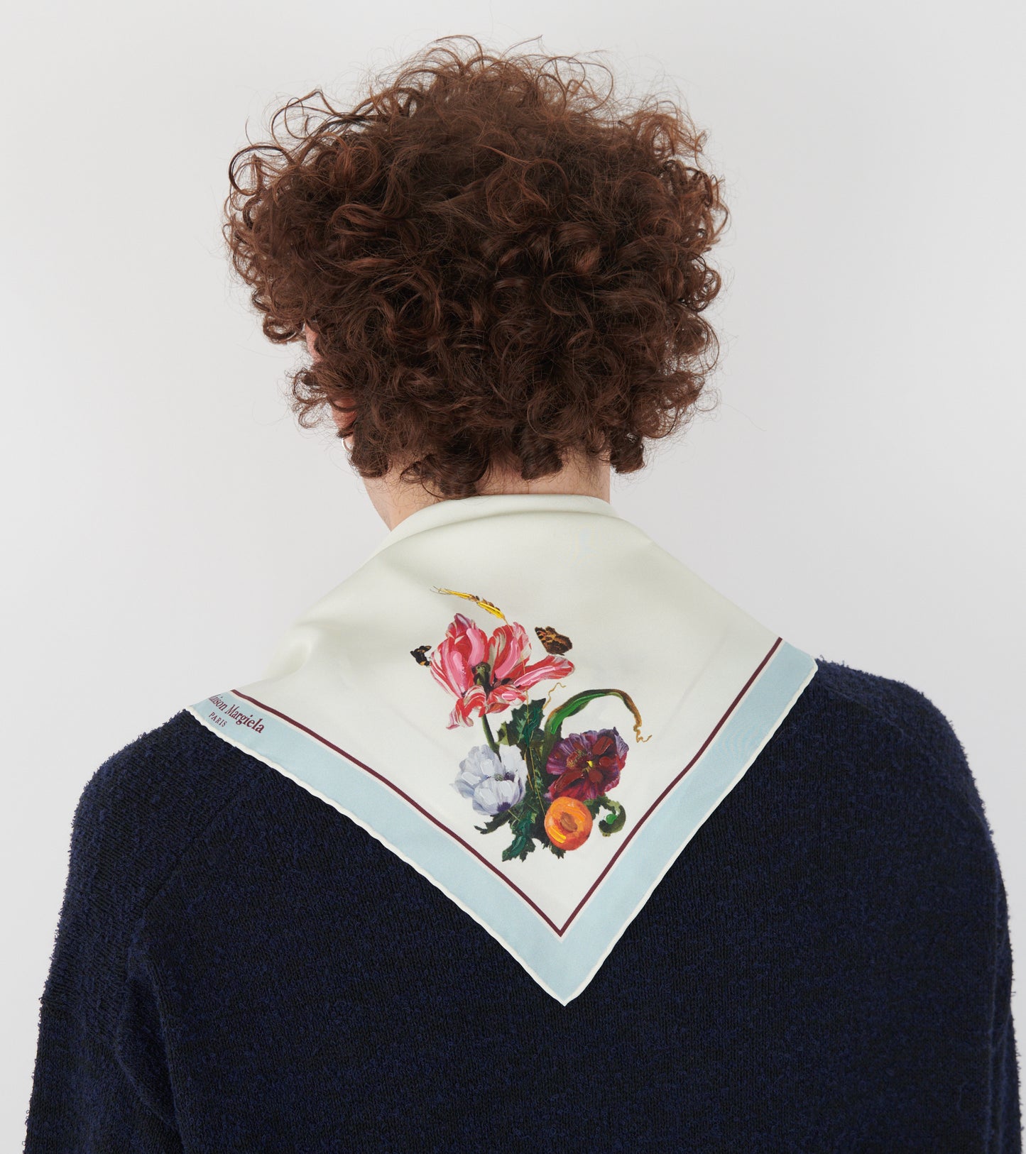 Silk Scarf White/Light Blue