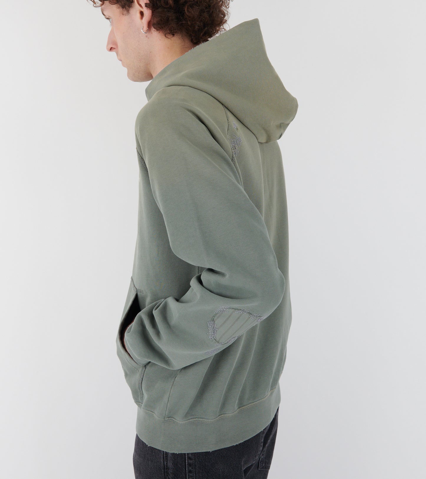 Mended Fleece Hoodie Slate Grey