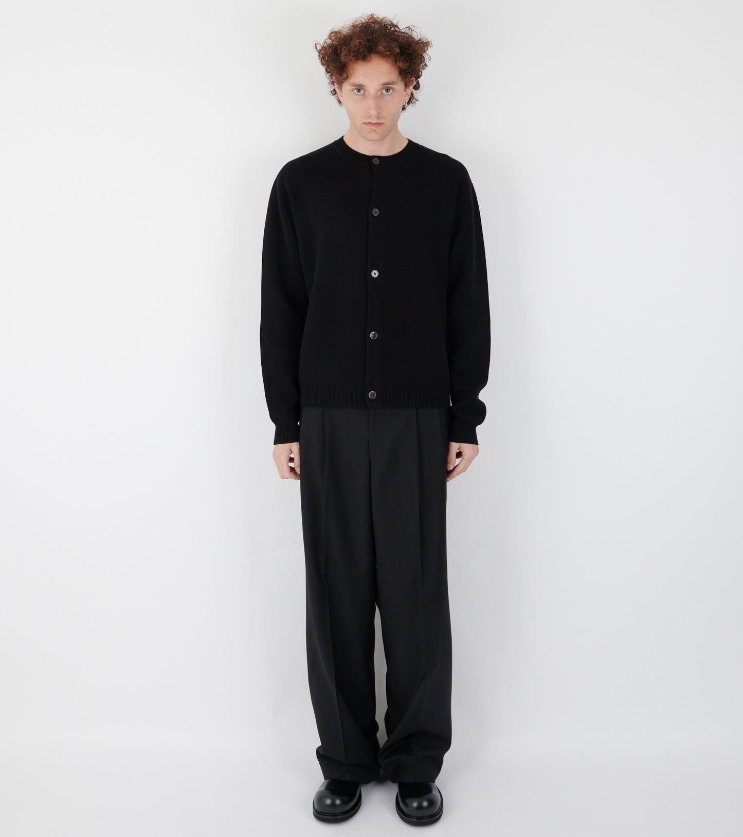 Wide Pleated Trouser Tropical Wool Black