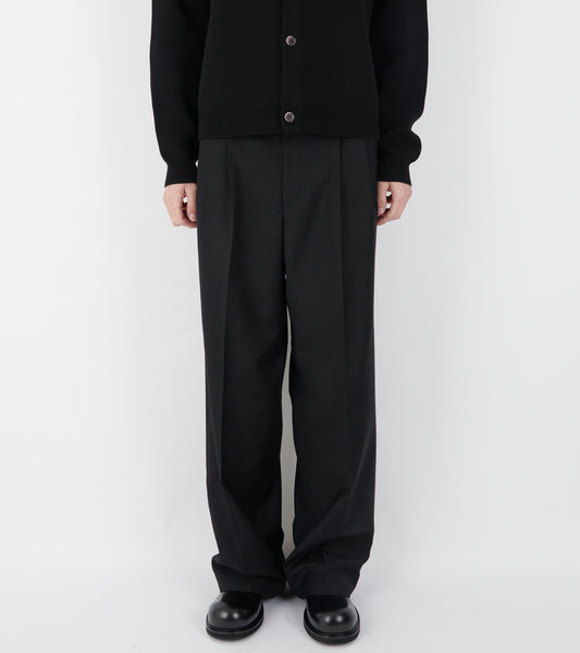 Wide Pleated Trouser Tropical Wool Black