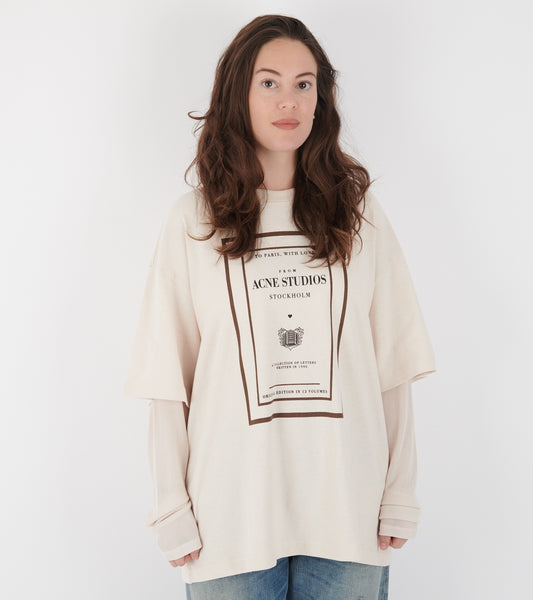 Layered Graphic T-shirt Warm Beige