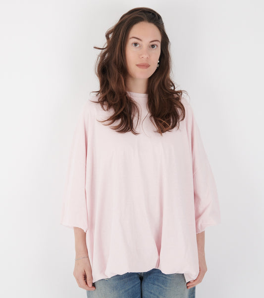 Gathered Logo T-shirt Baby Pink