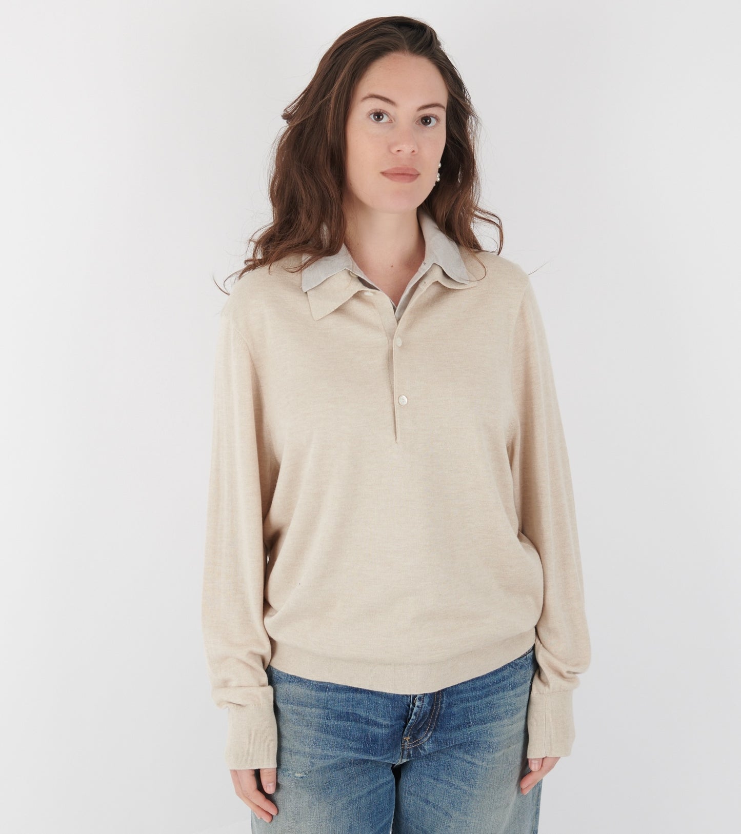 Layered Silk Knit Beige/Grey