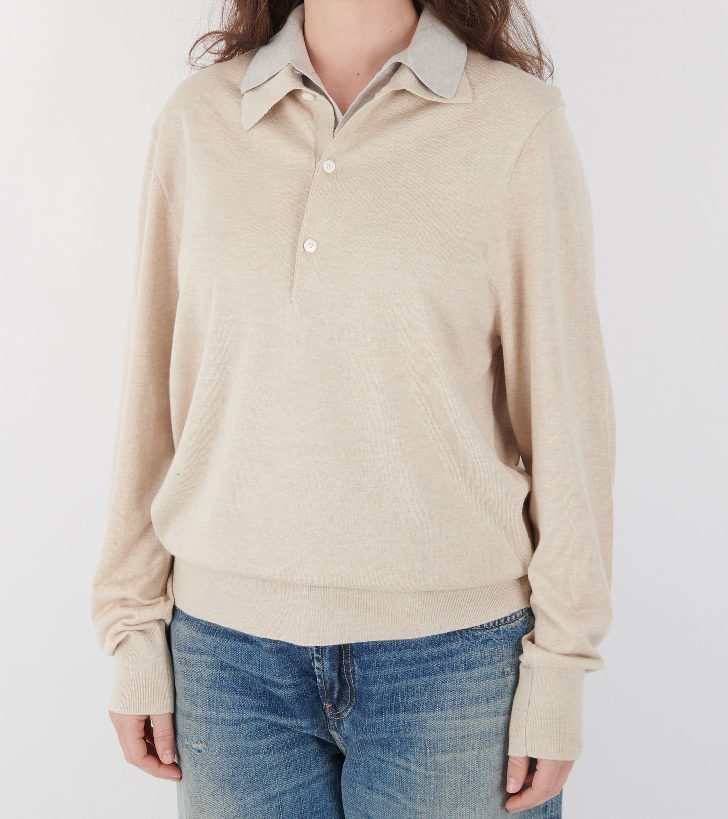 Layered Silk Knit Beige/Grey