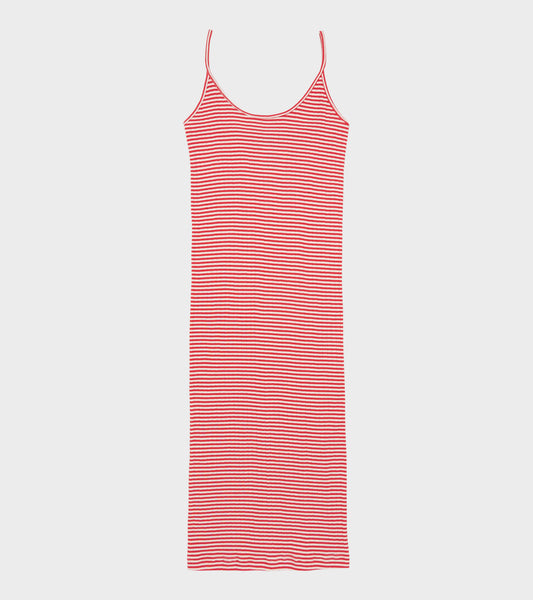 101 Strap Rib Mini Dress Fine Red/Ecru