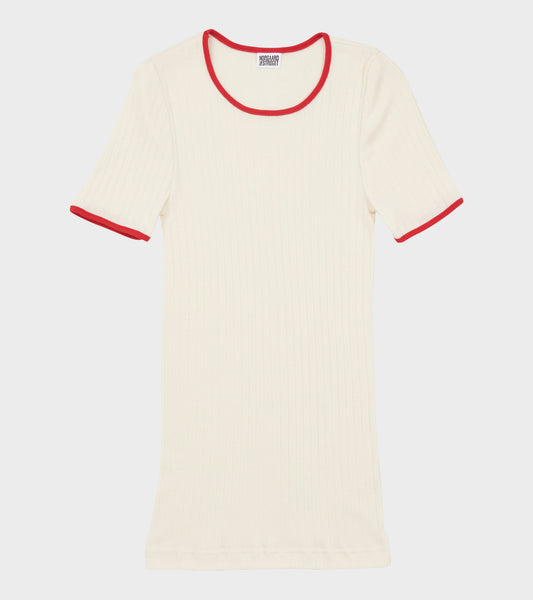 101 Short Sleeve T-shirt Kontrast Ecru/Red