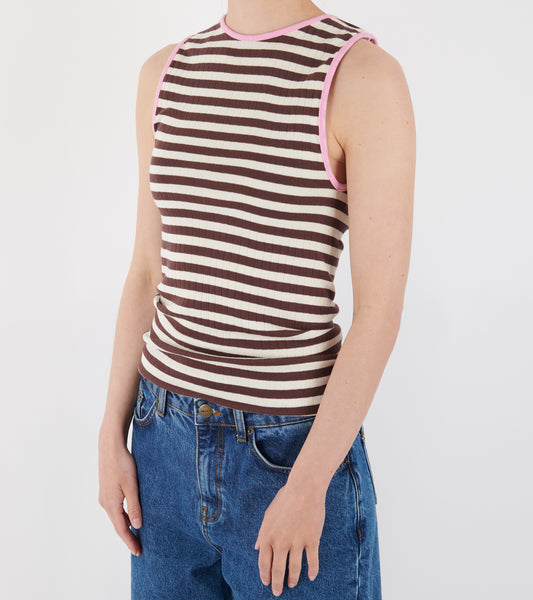 101 Tank Top Kontrast Brown/Ecru/Light Pink