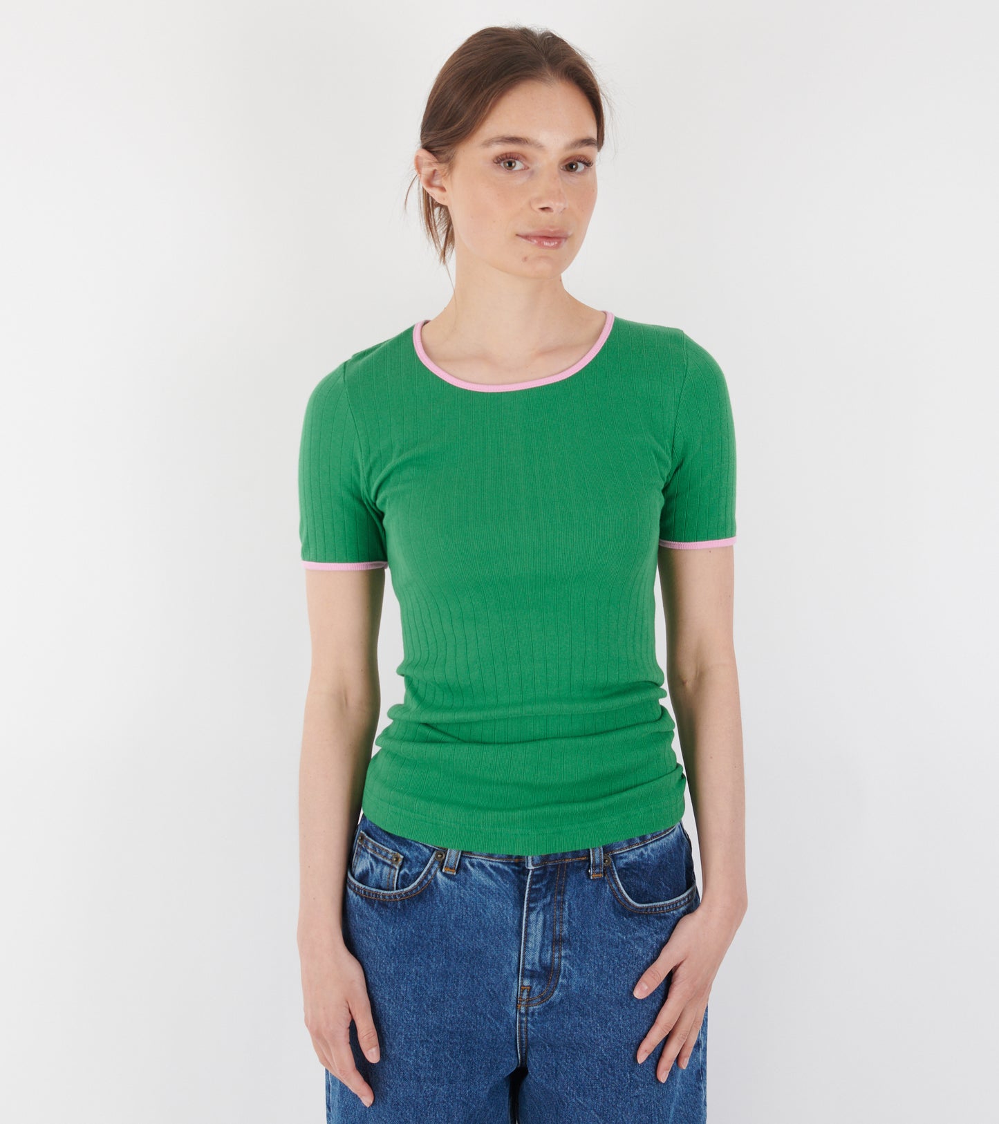 101 Short Sleeve T-shirt Kontrast Green/Light Pink