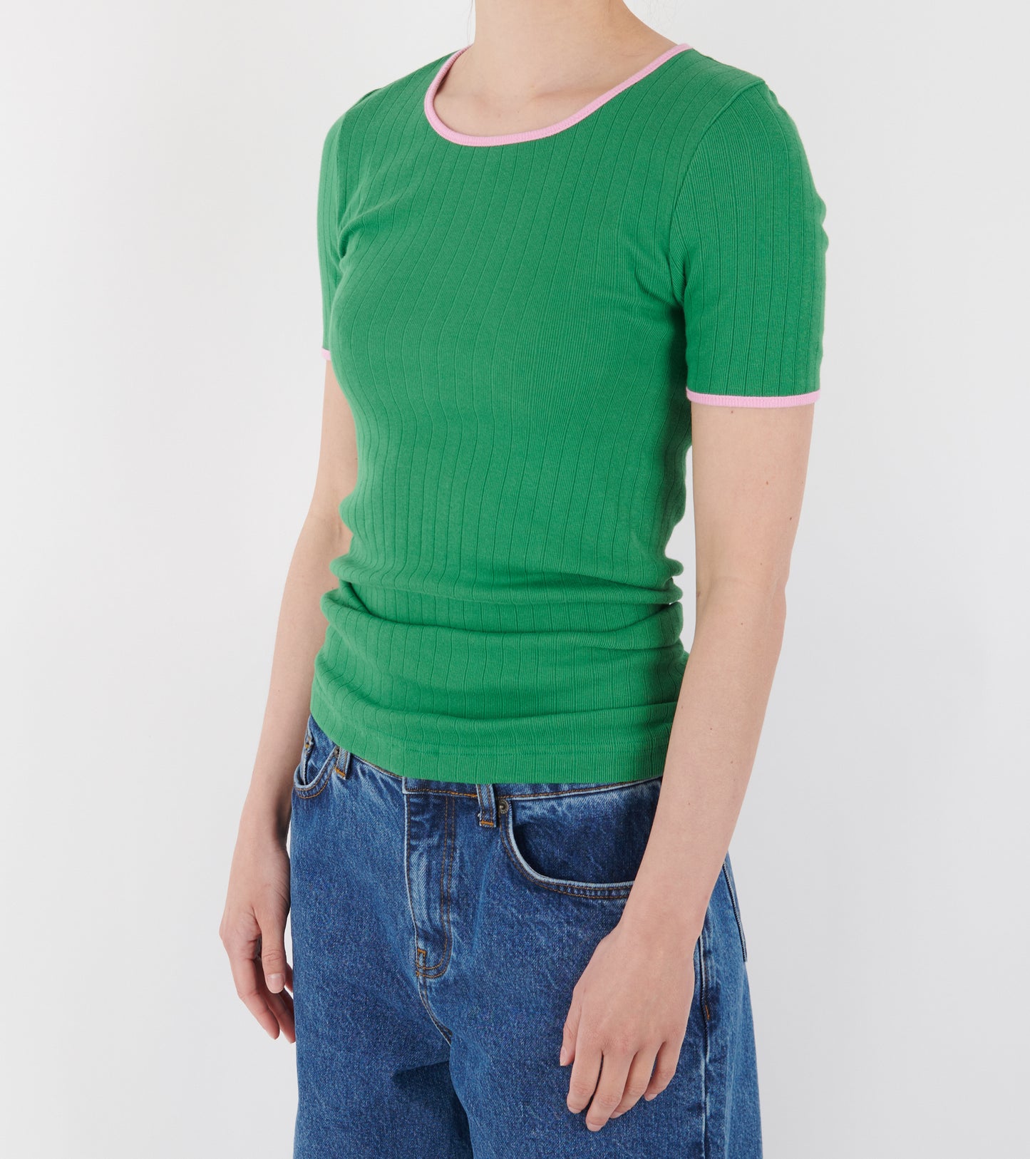 101 Short Sleeve T-shirt Kontrast Green/Light Pink