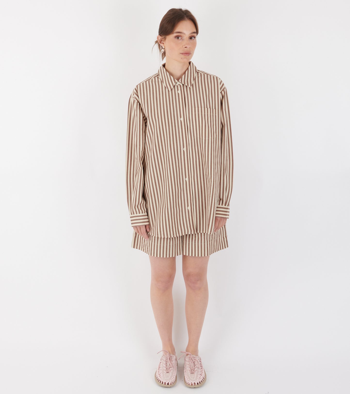 Edgar Shirt Brown/Ecru Stripe
