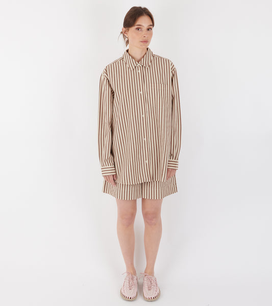 Vetiver Shorts Brown/Ecru Stripe