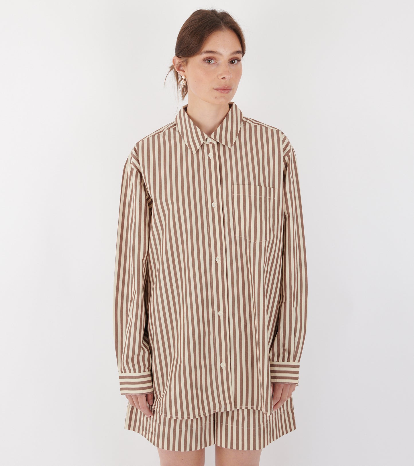 Edgar Shirt Brown/Ecru Stripe