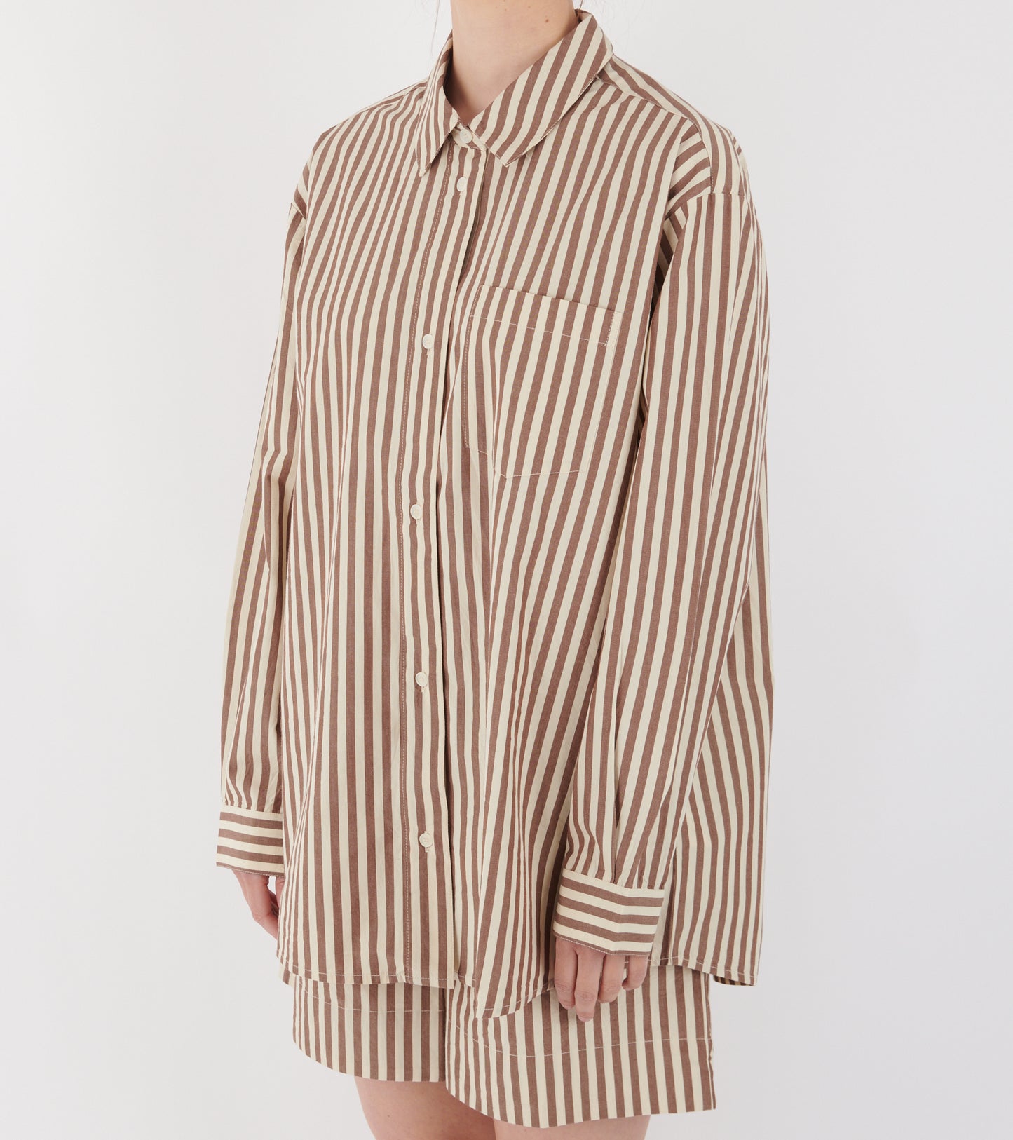 Edgar Shirt Brown/Ecru Stripe
