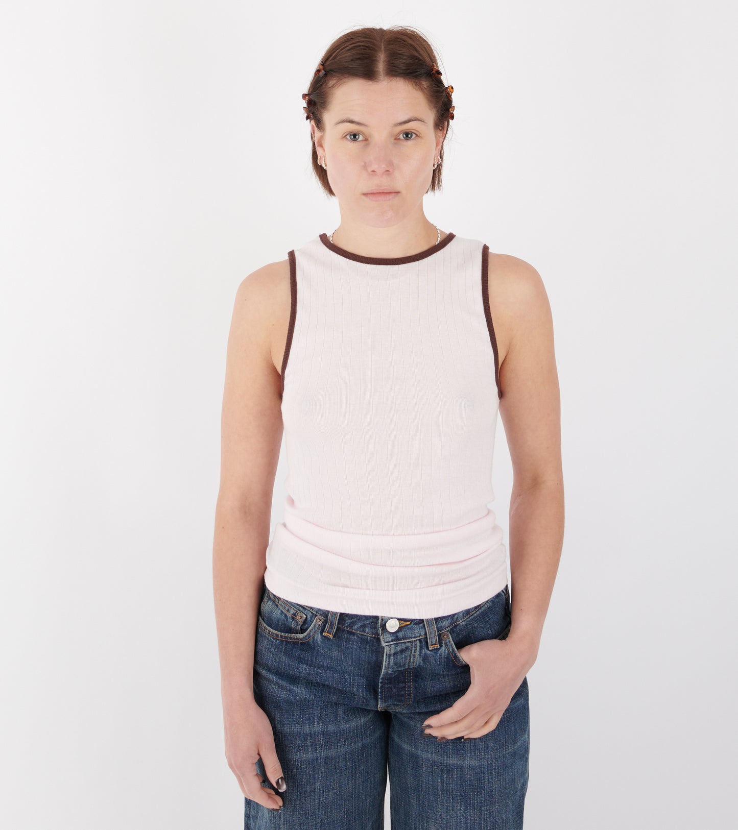 101 Tank Top Kontrast Rose/Brown