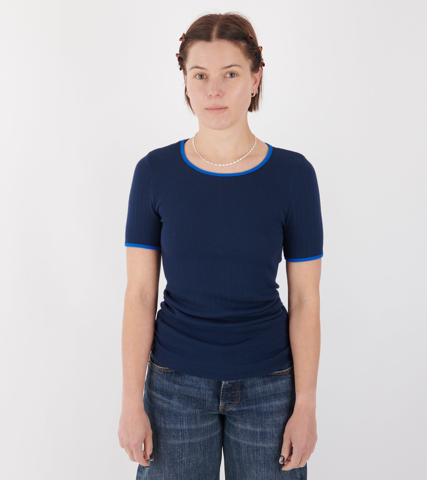 101 Short Sleeve T-shirt Kontrast Marine/Klein