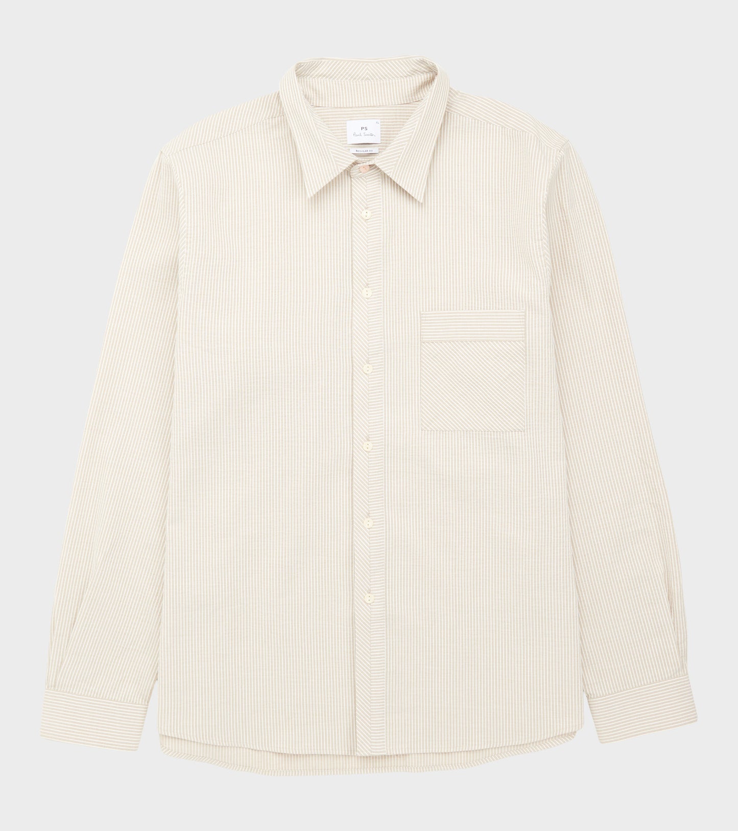 Woven Striped Shirt Beige/White