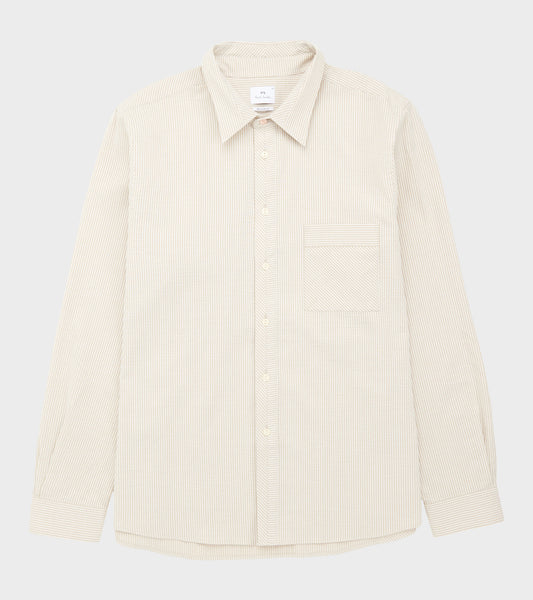 Woven Striped Shirt Beige/White