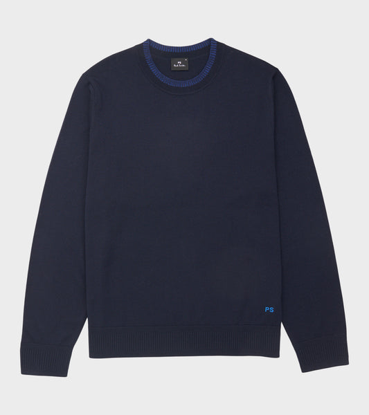 Crewneck Merino Wool Knit Navy