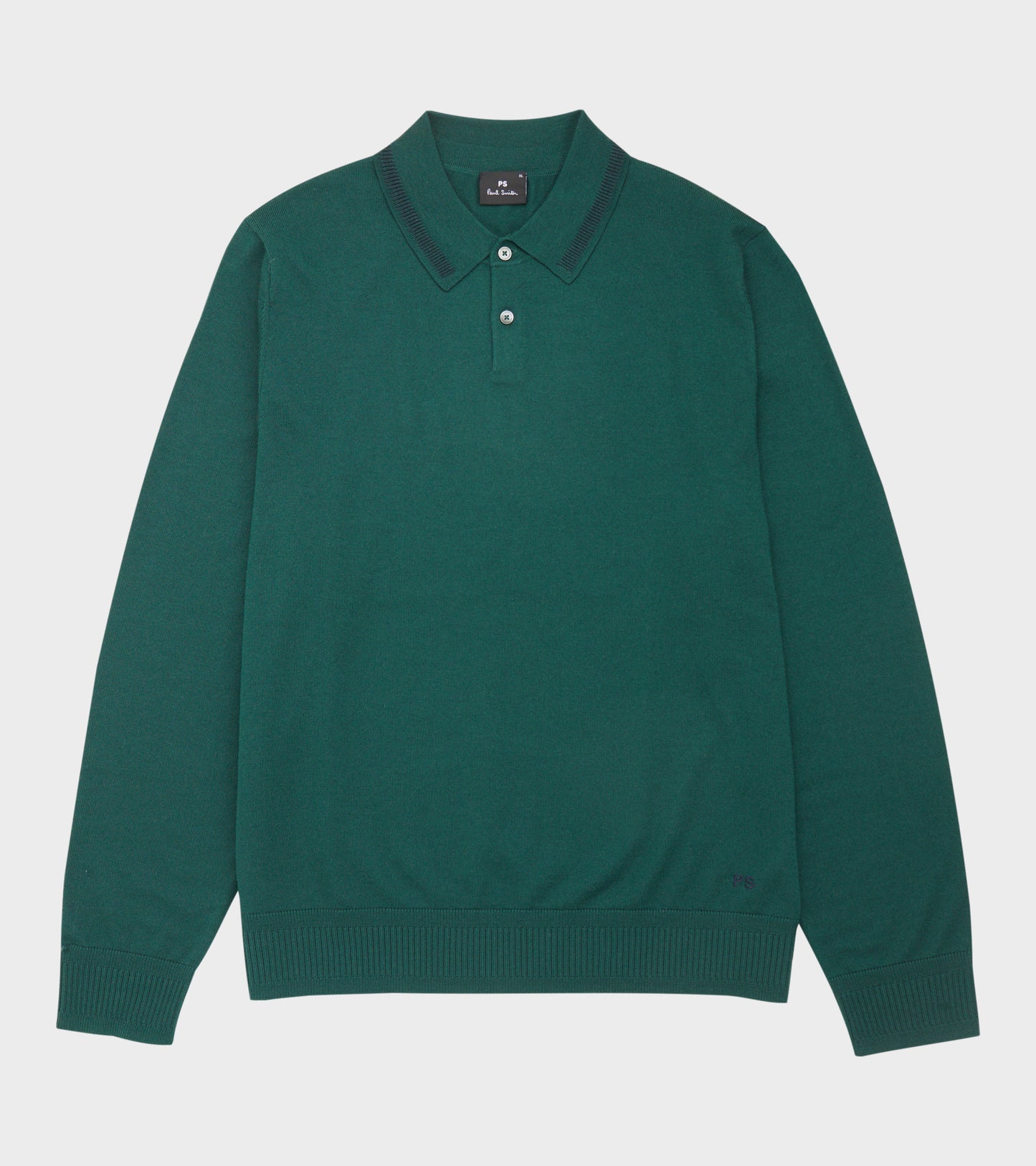 L/S Merino Wool Polo Forest Green