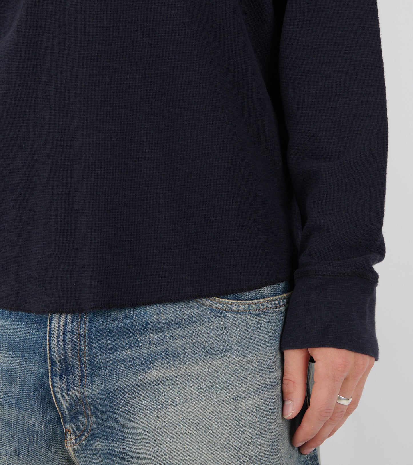 Waffle Tee LS Navy