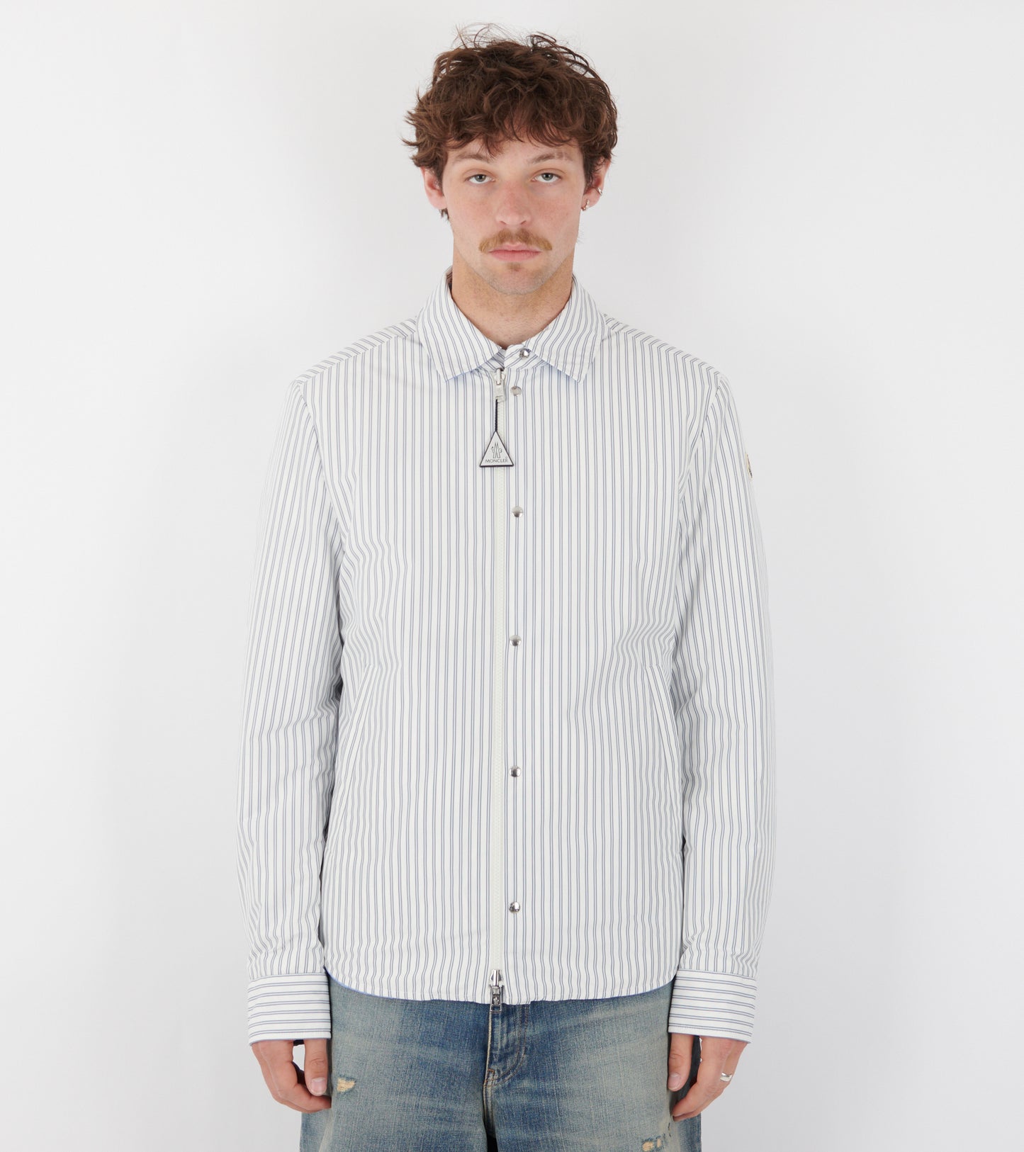 Crescent Reversible Down Shirt Jacket White/Light Blue