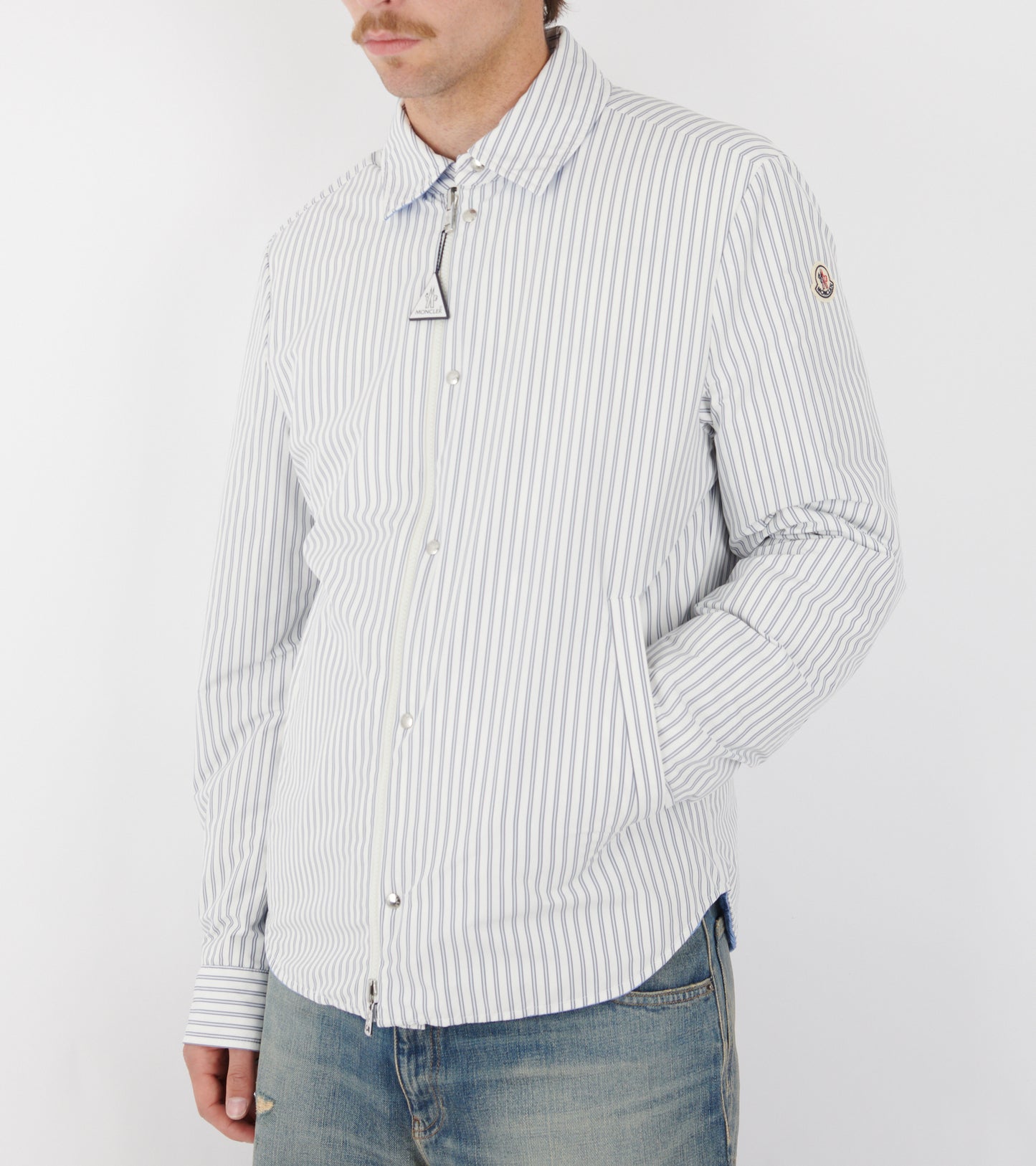 Crescent Reversible Down Shirt Jacket White/Light Blue