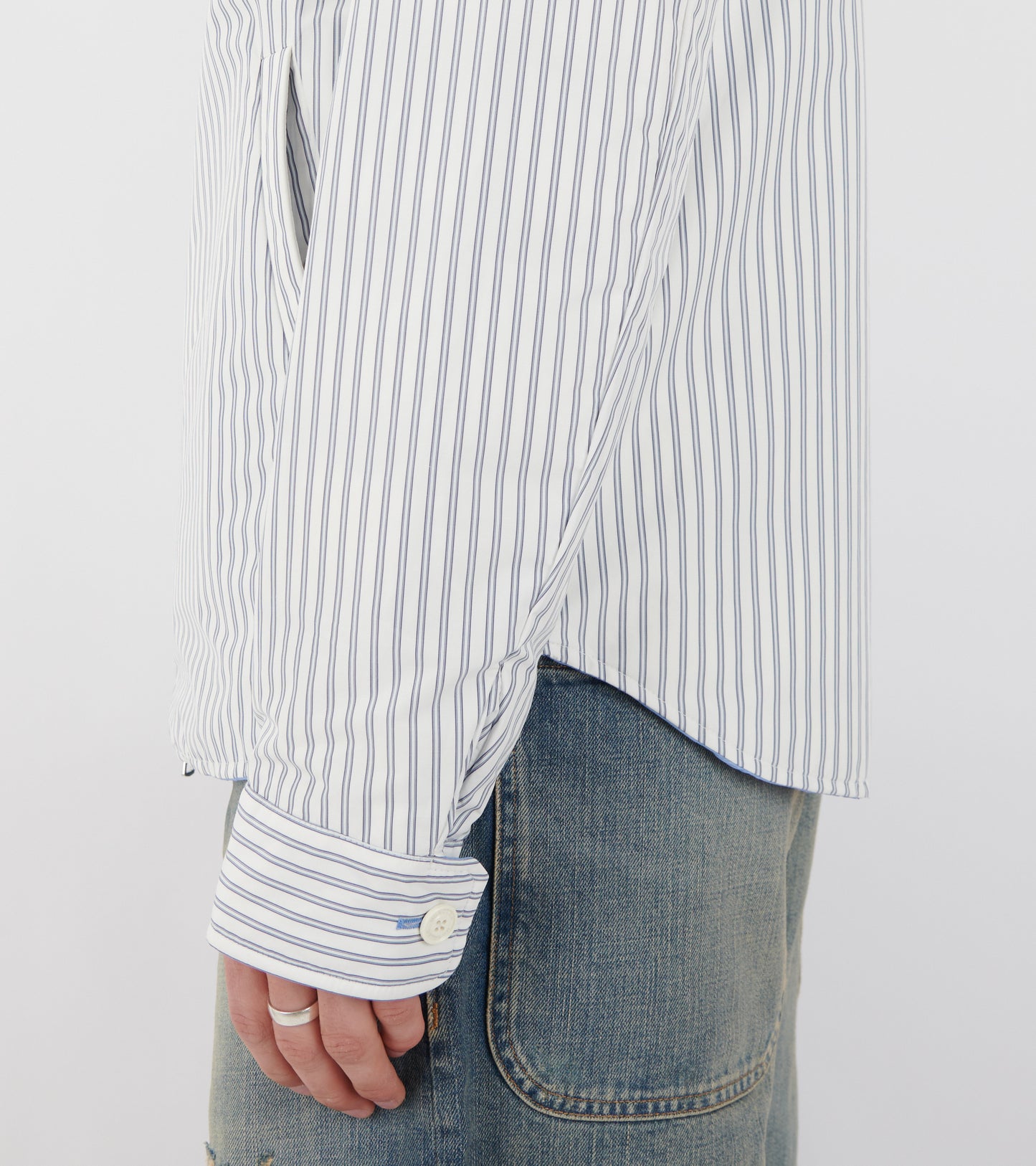 Crescent Reversible Down Shirt Jacket White/Light Blue