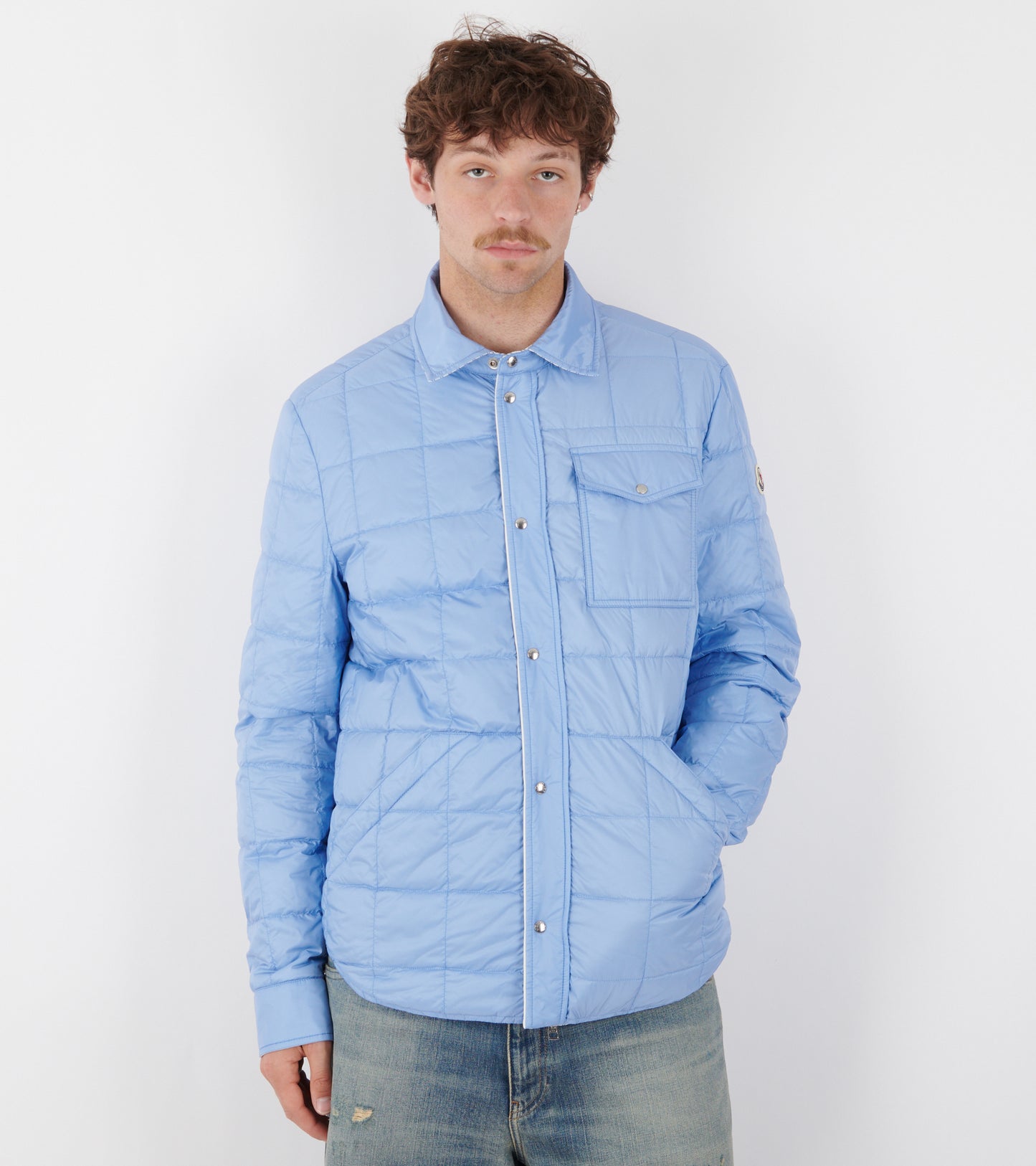 Crescent Reversible Down Shirt Jacket White/Light Blue