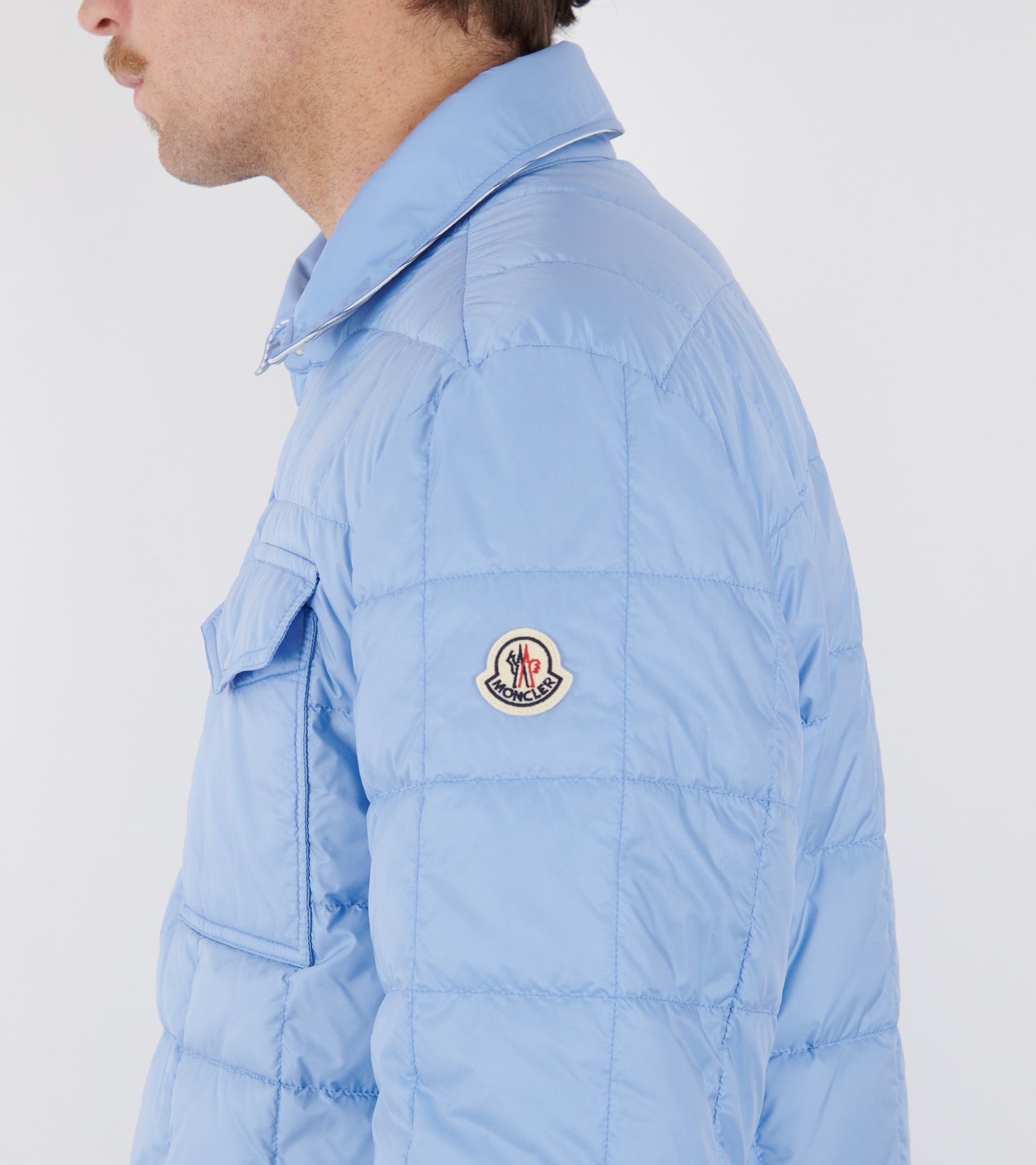 Crescent Reversible Down Shirt Jacket White/Light Blue