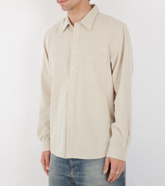 Woven Striped Shirt Beige/White