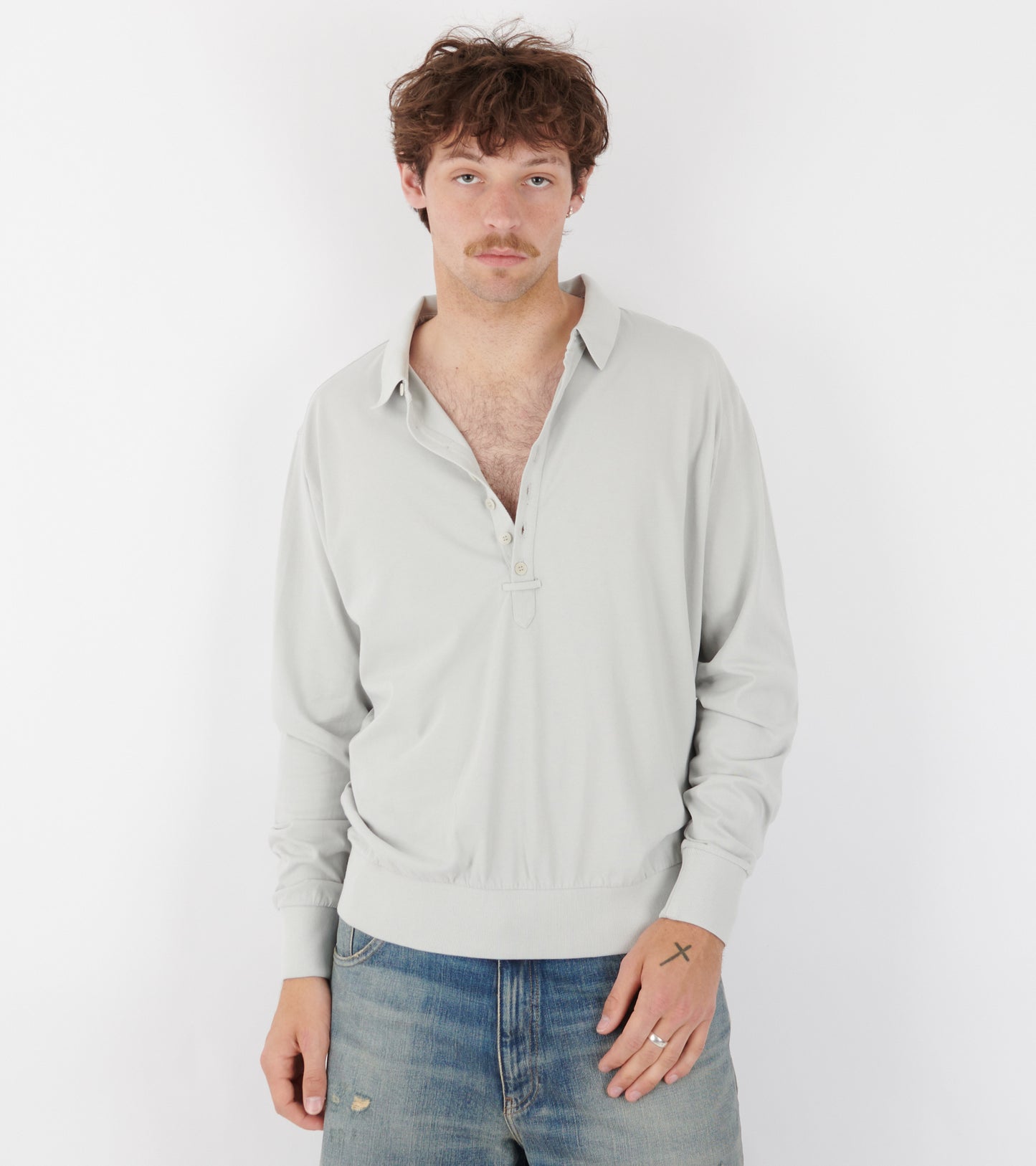 Romi Longsleeve Polo Light Grey