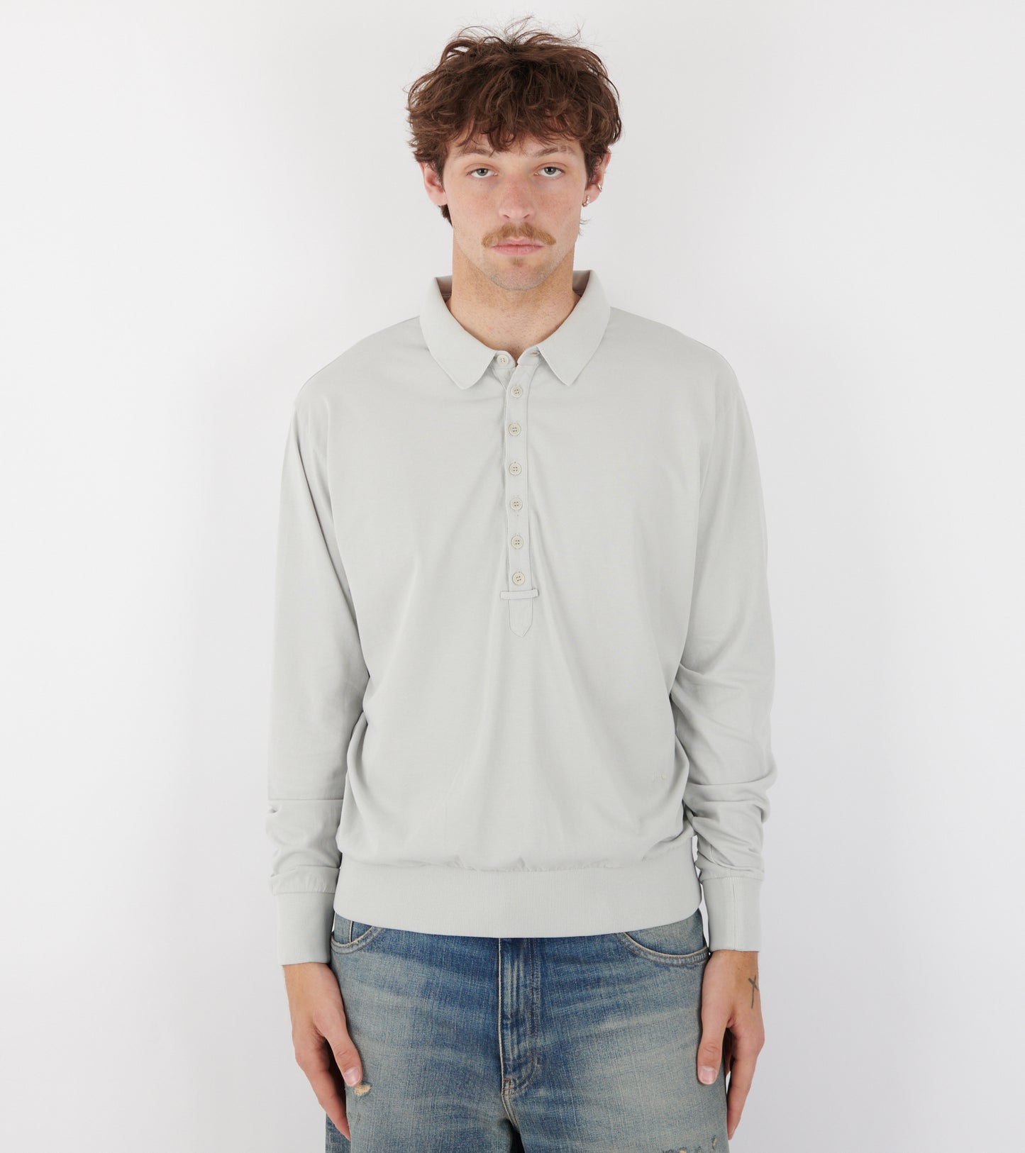 Romi Longsleeve Polo Light Grey