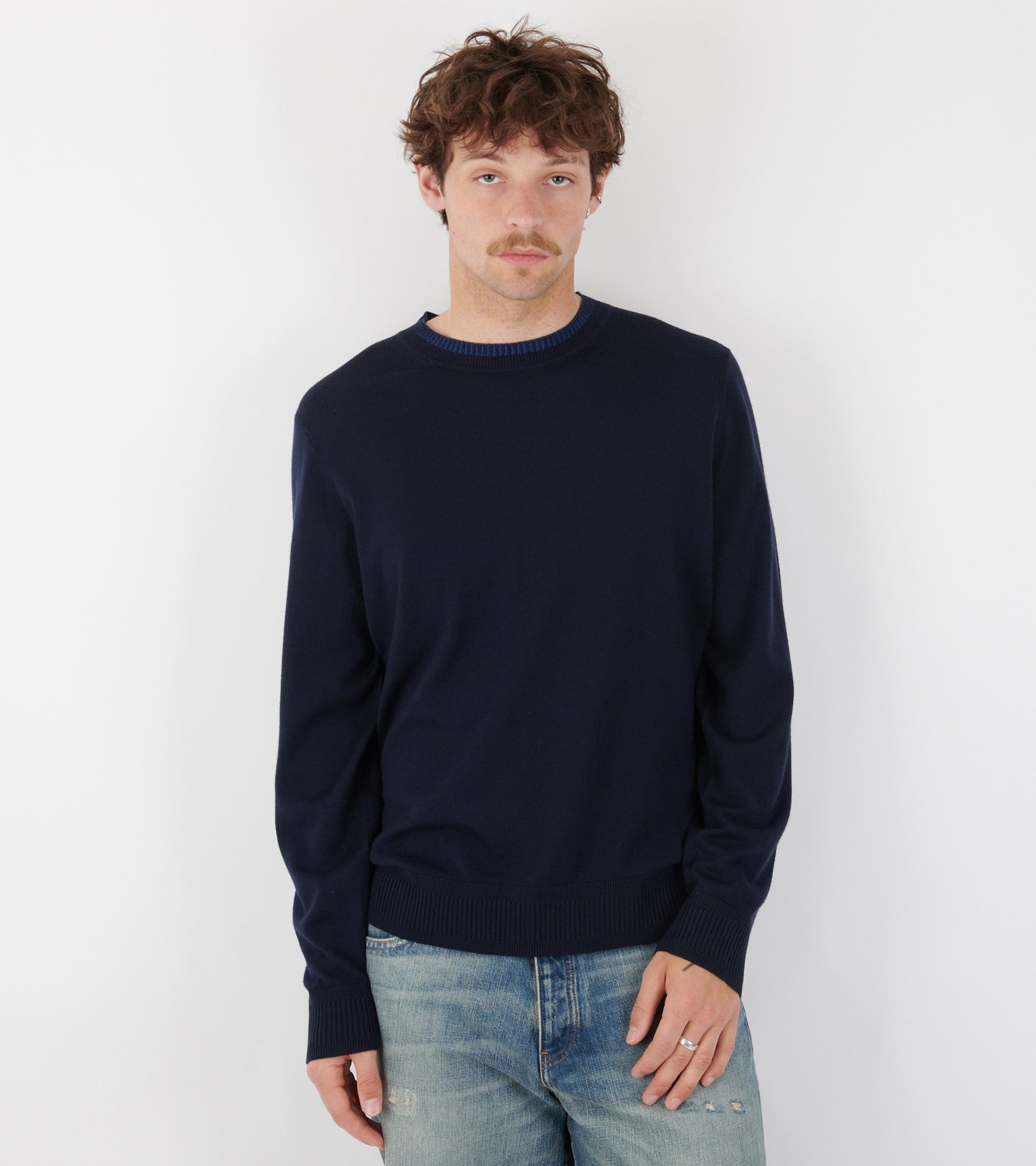 Crewneck Merino Wool Knit Navy