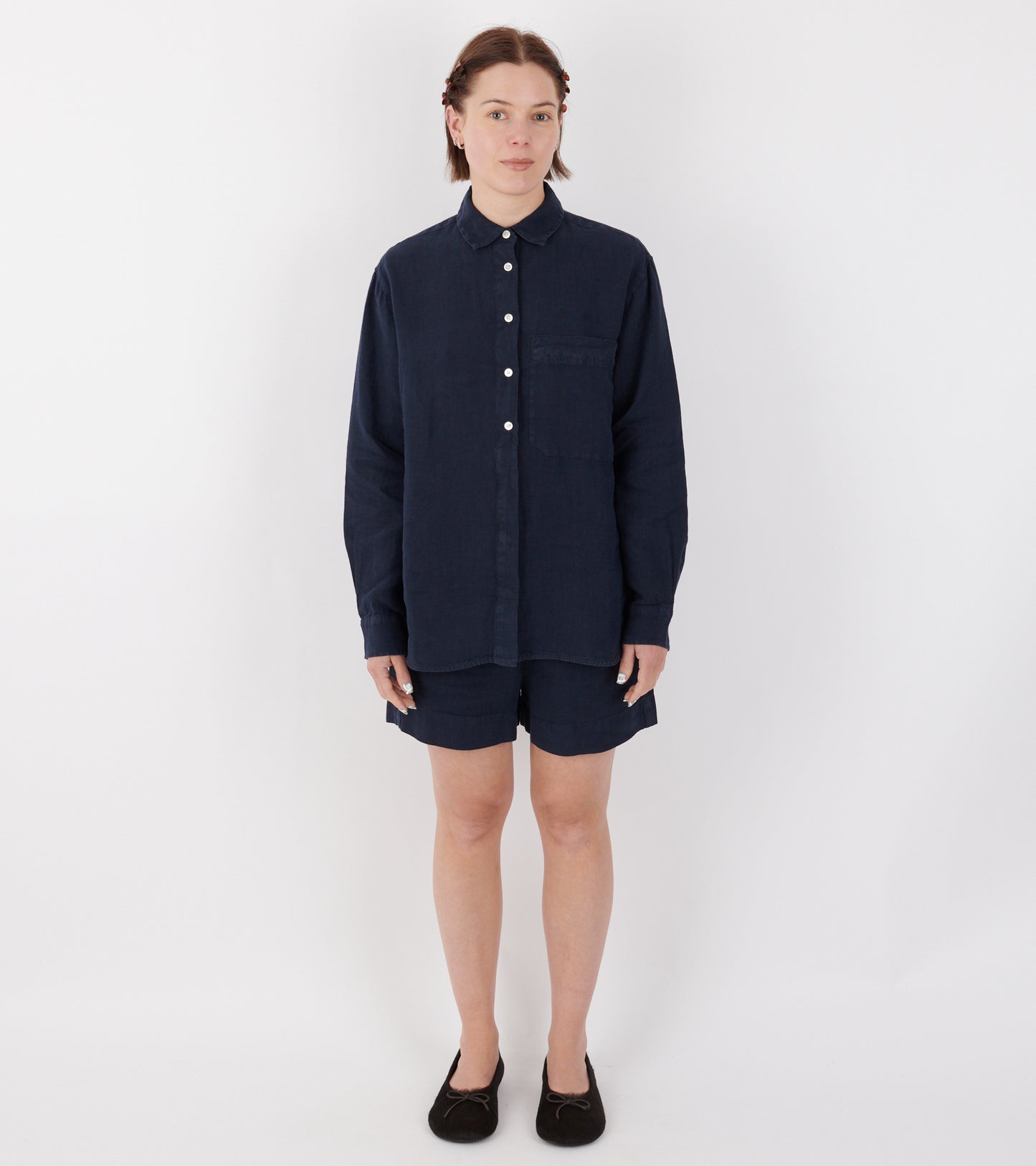 Casual Shorts Linen Navy