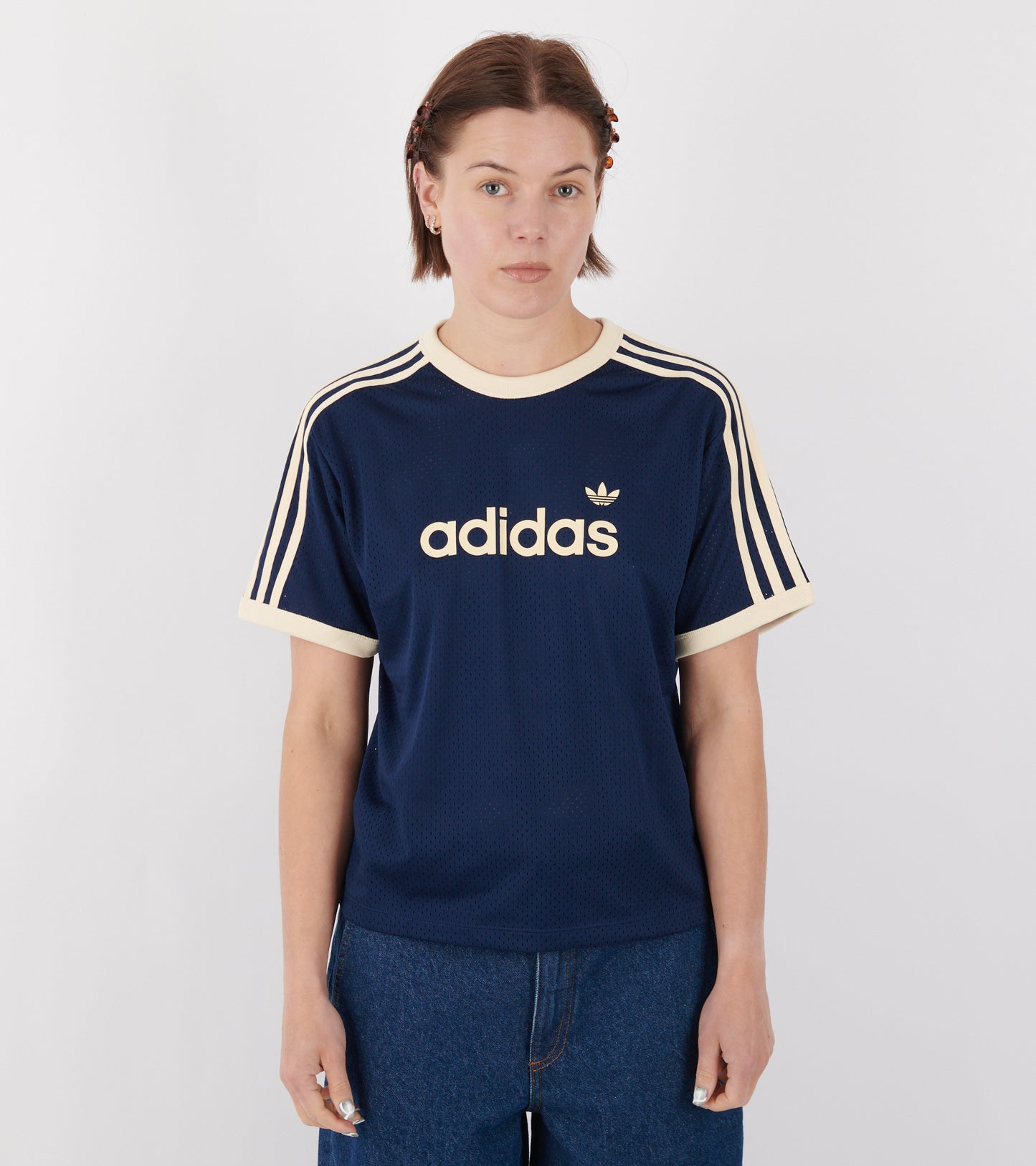 Linear Mesh T-shirt Night Indigo/Warm Vanilla