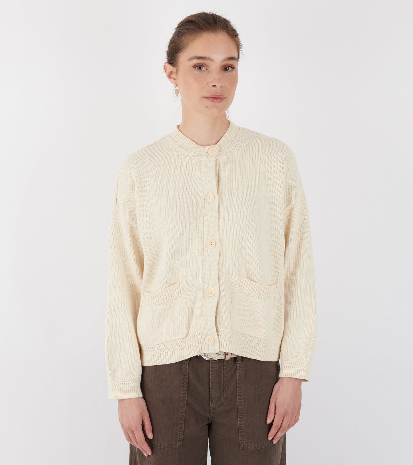 Cobe Cotton Cardigan Pure Ecru