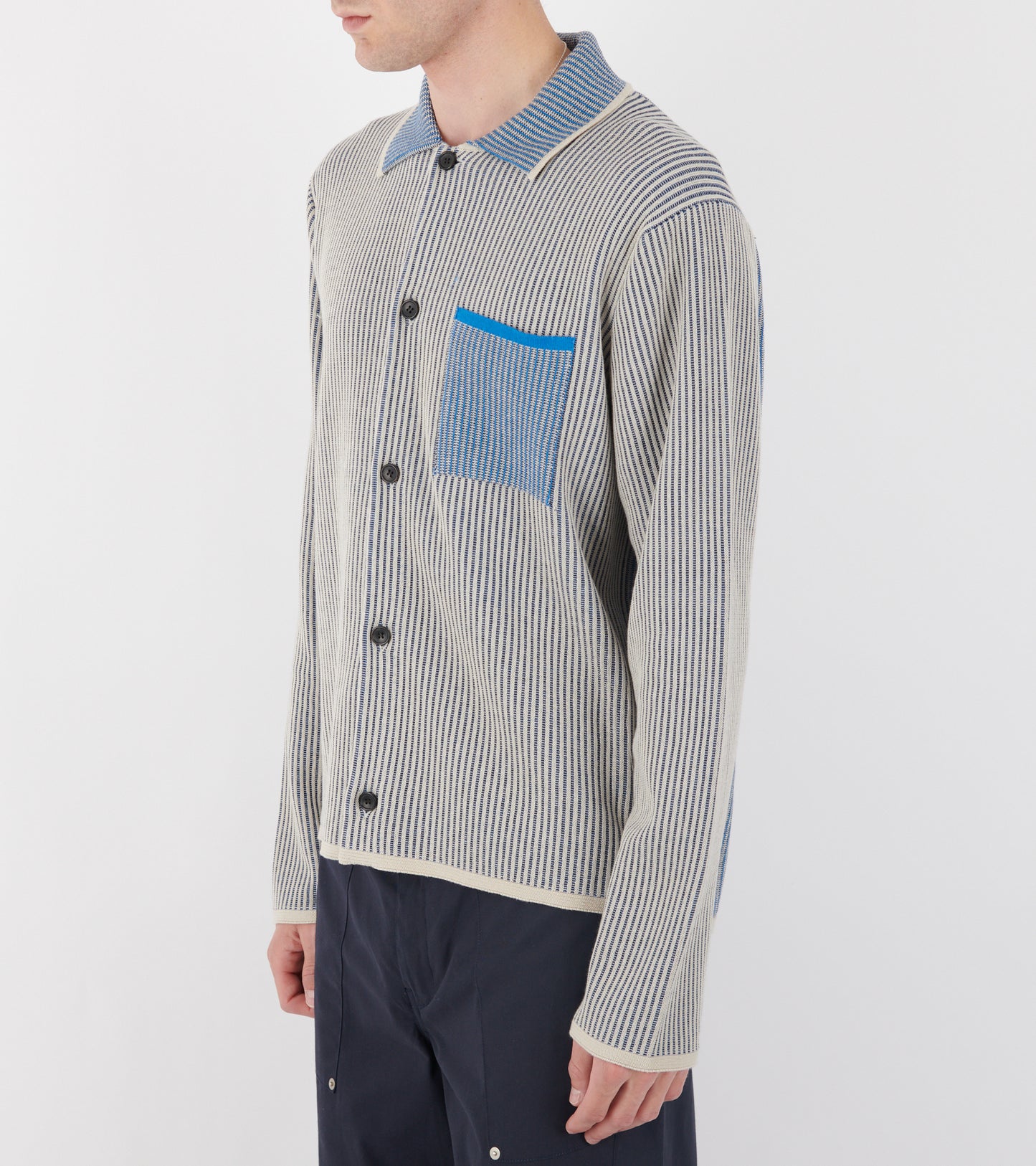 Knitted Shirt Off-white/Blue Mix