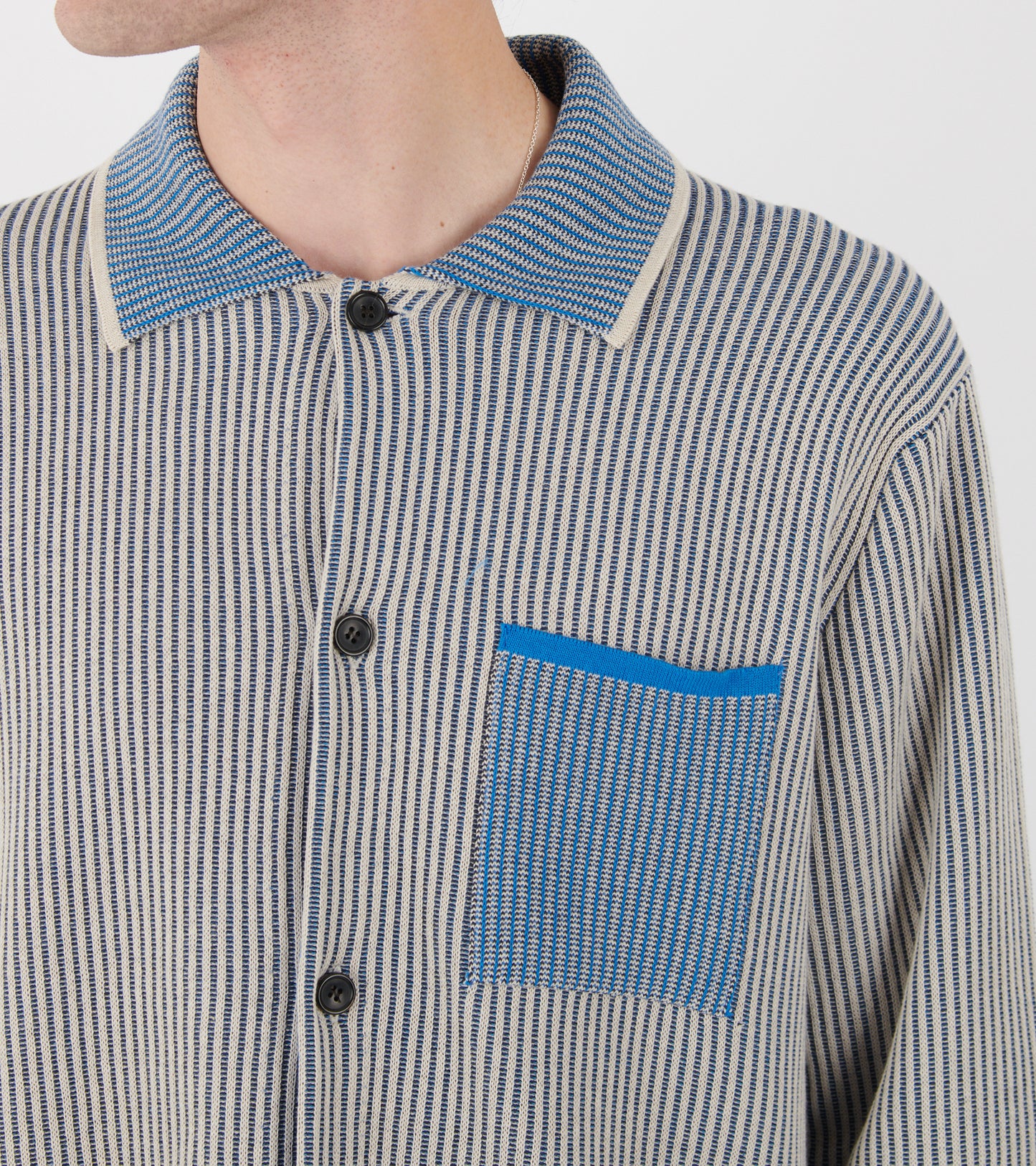 Knitted Shirt Off-white/Blue Mix