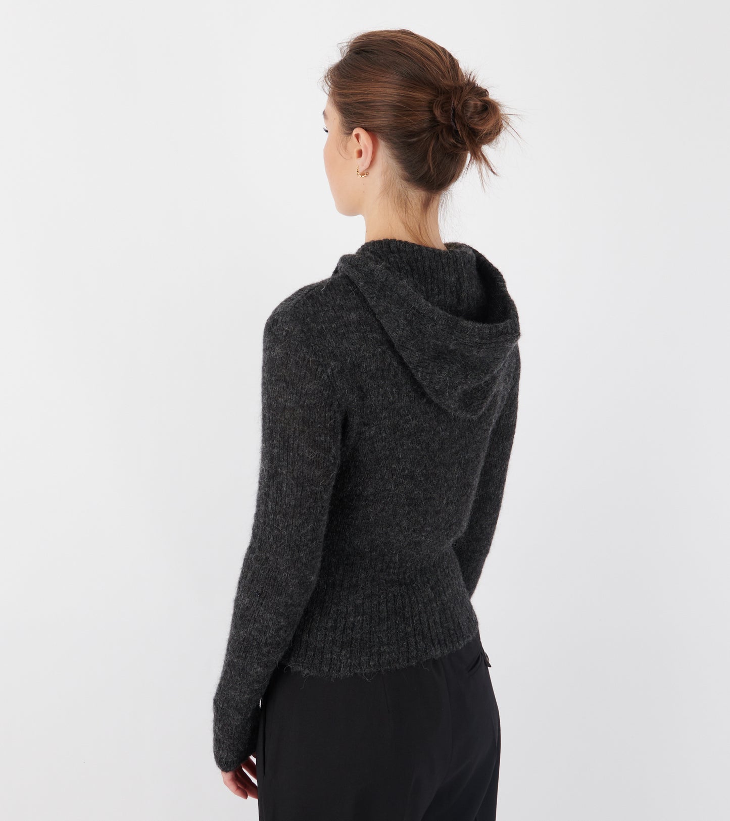Compact Hood Charcoal Melange Fuzzy Alpaca