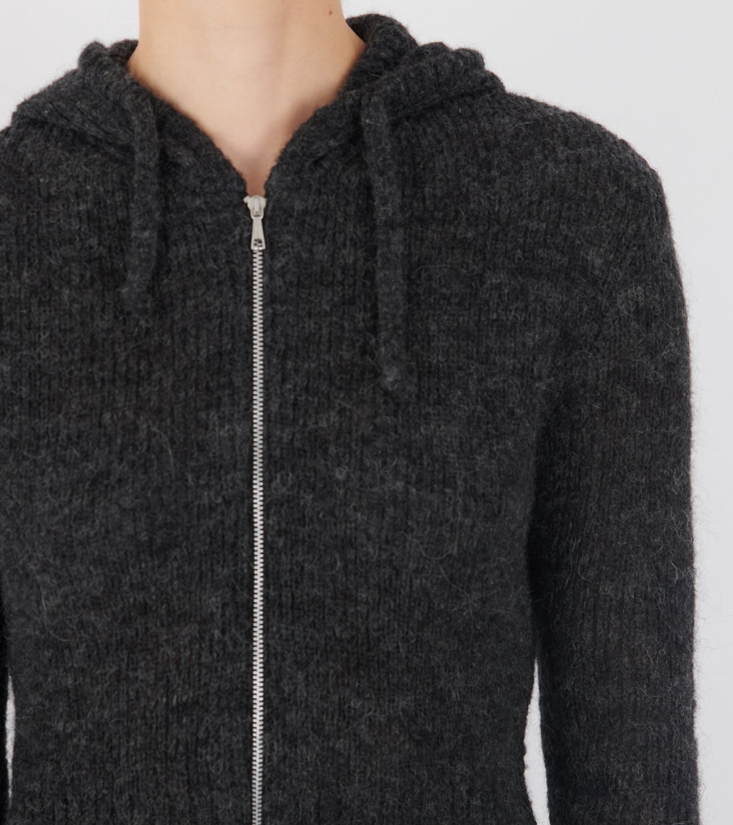 Compact Hood Charcoal Melange Fuzzy Alpaca