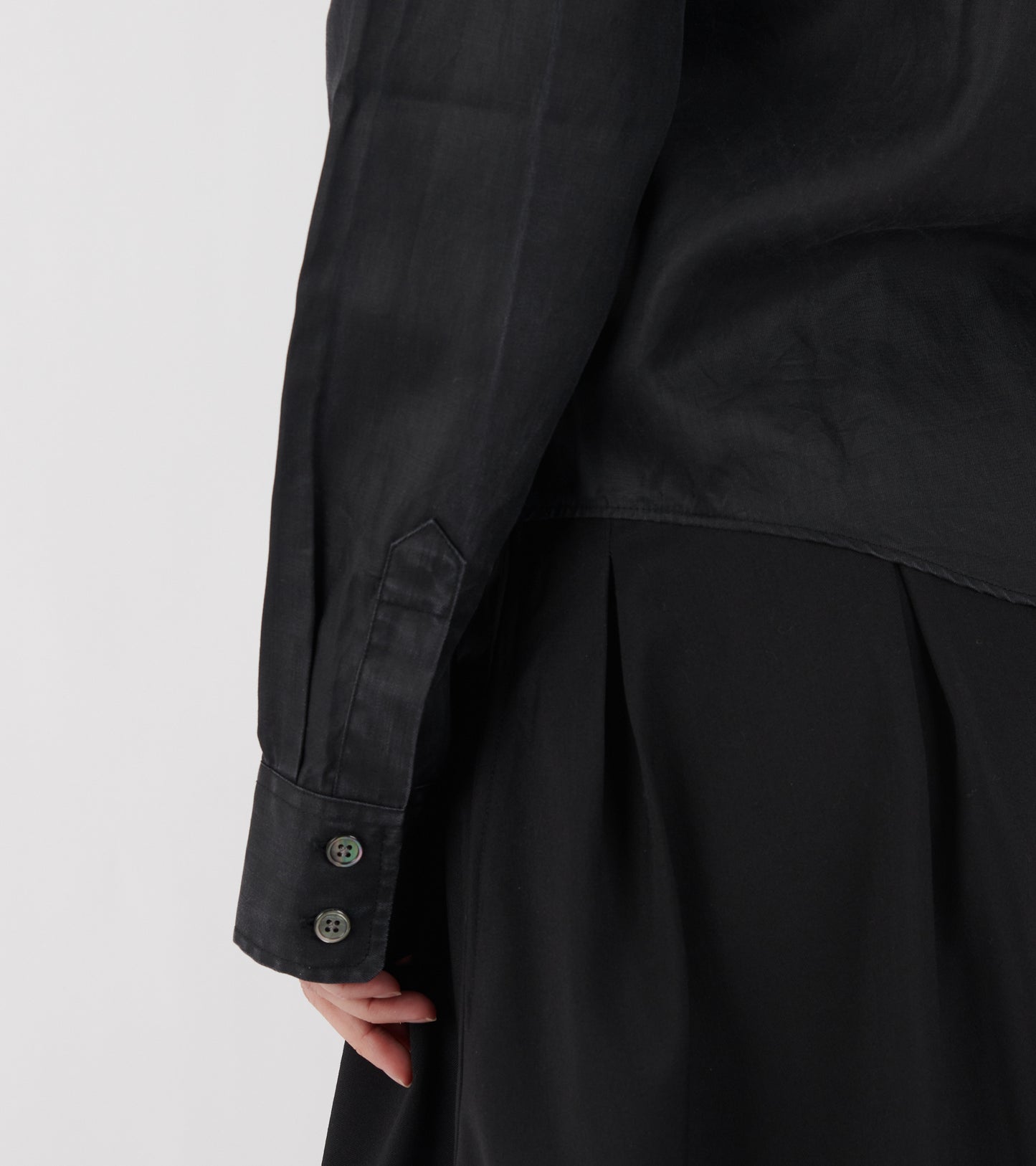 Slim Zip Shirt Lacquer Black Mirror Tencel
