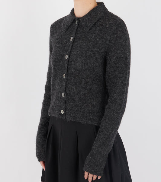 Mazzy Polo Charcoal Melange Fuzzy Alpaca