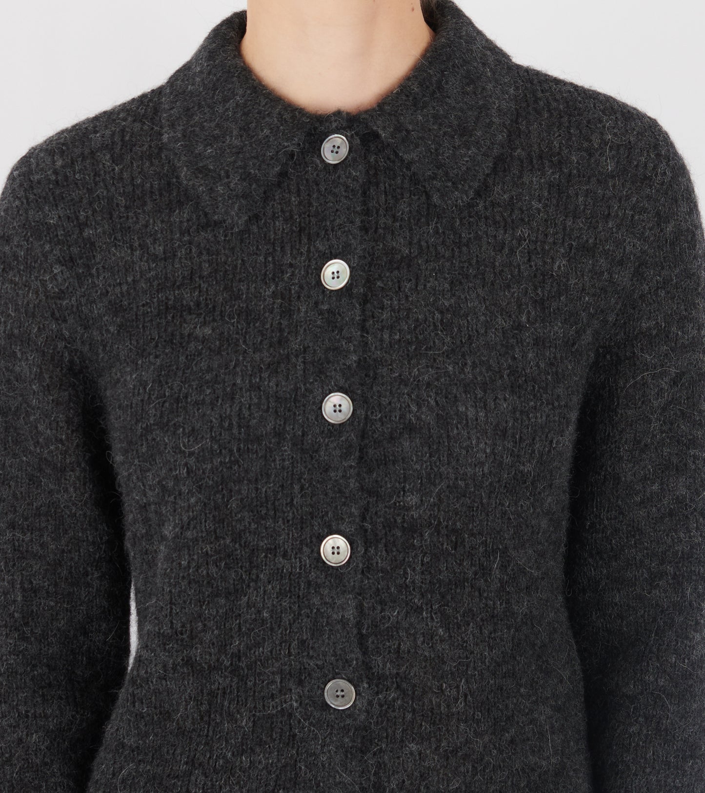 Mazzy Polo Charcoal Melange Fuzzy Alpaca