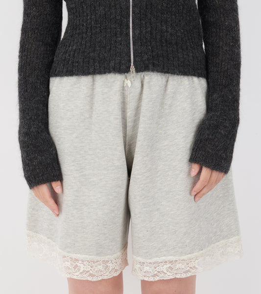 Lace Bermuda Sweat Shorts Light Grey Melange