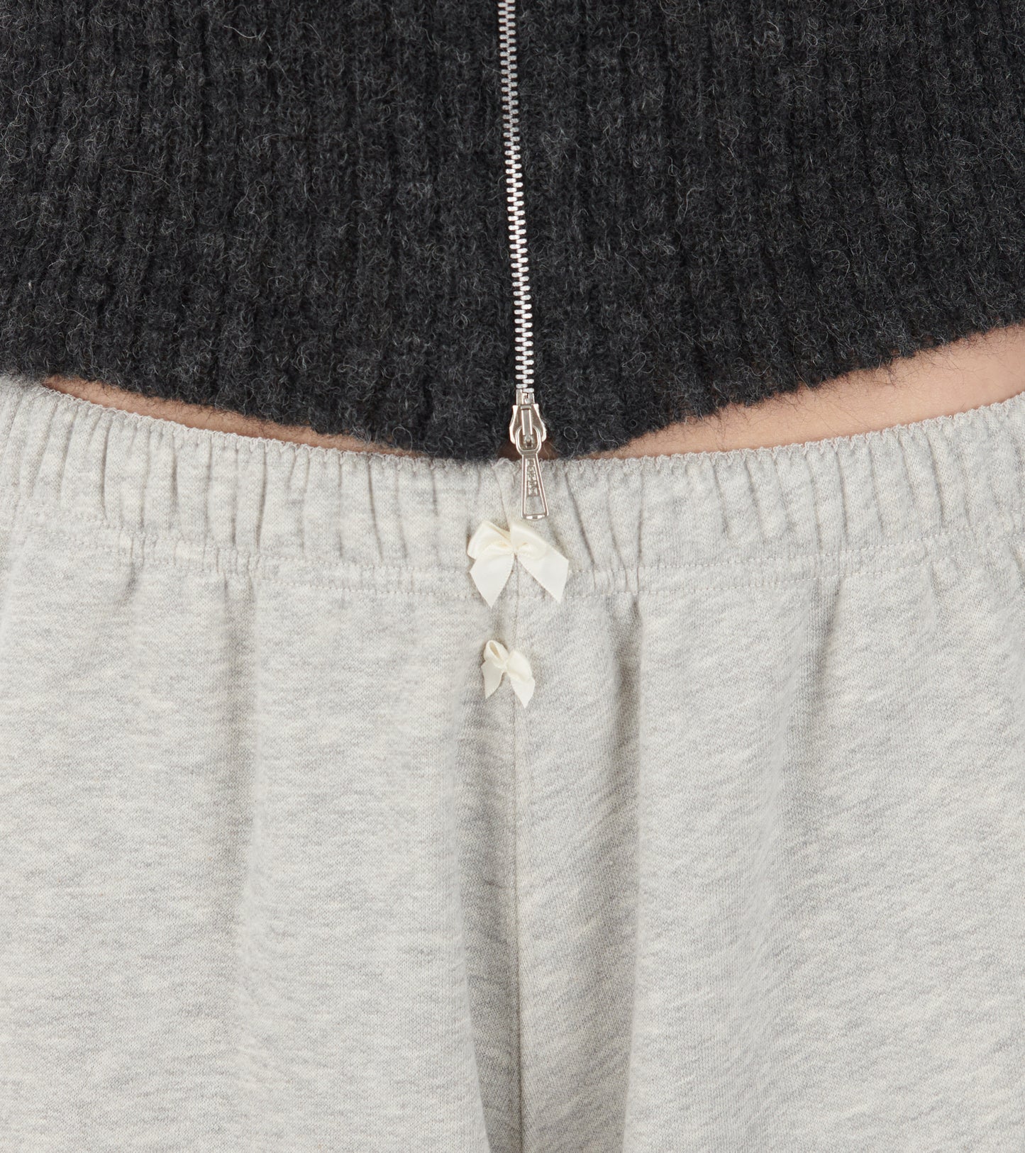 Lace Bermuda Sweat Shorts Light Grey Melange