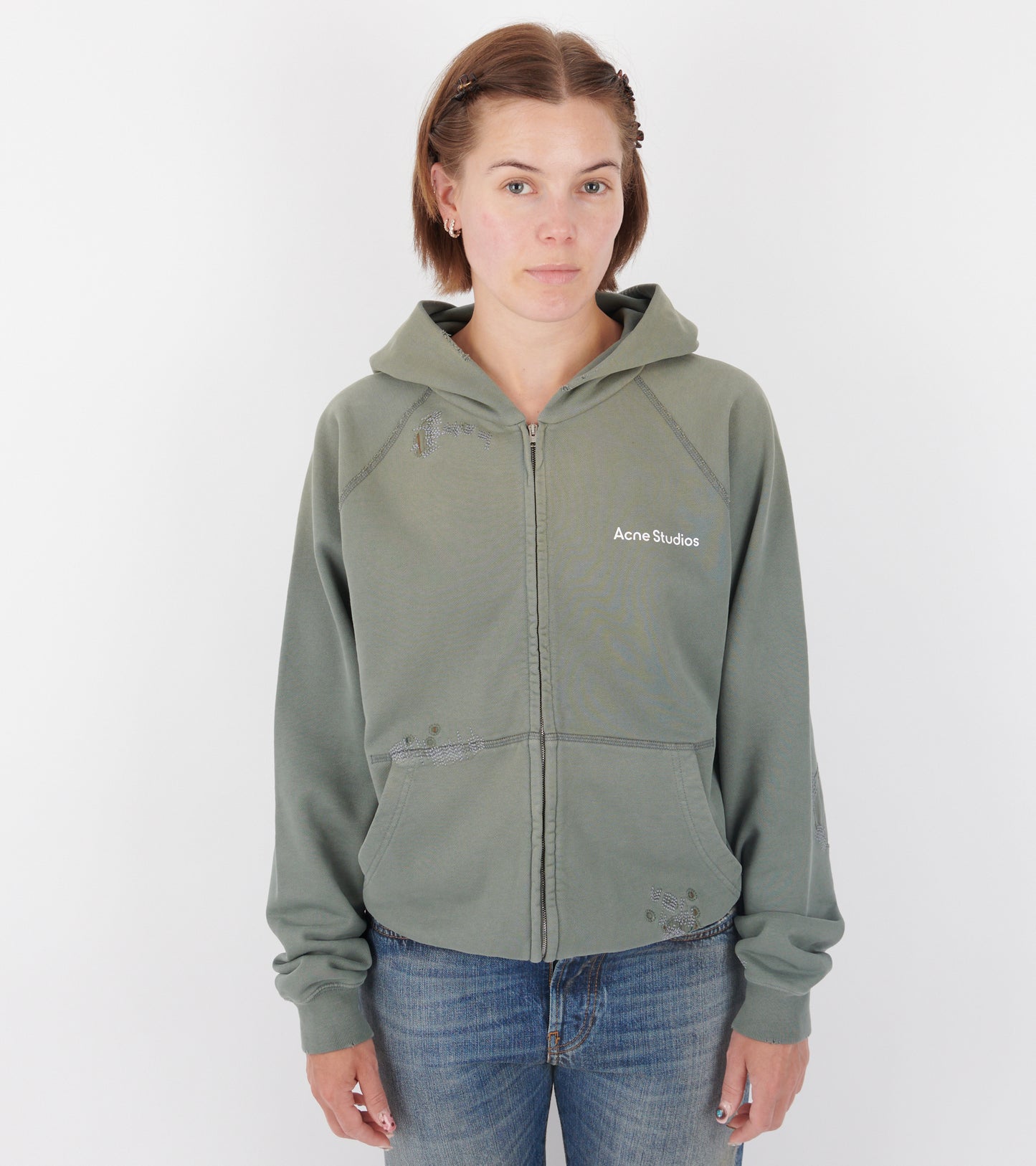 Mended Fleece Hoodie Slate Grey