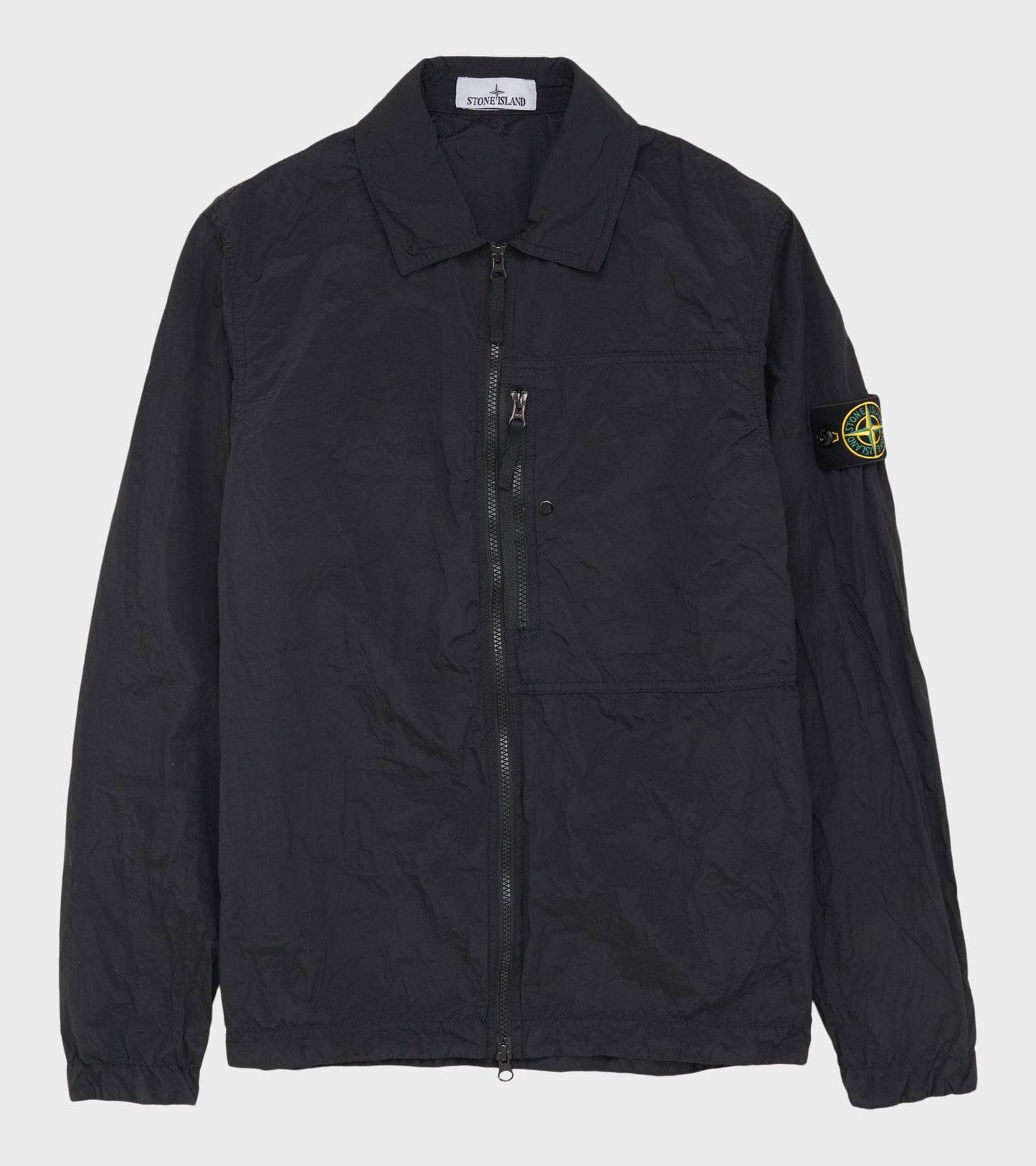 Econyl Nylon Crinkle Overshirt Black