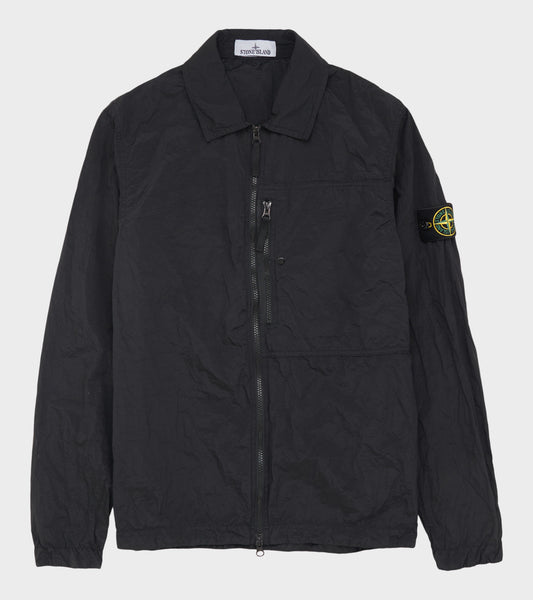 Econyl Nylon Crinkle Overshirt Black