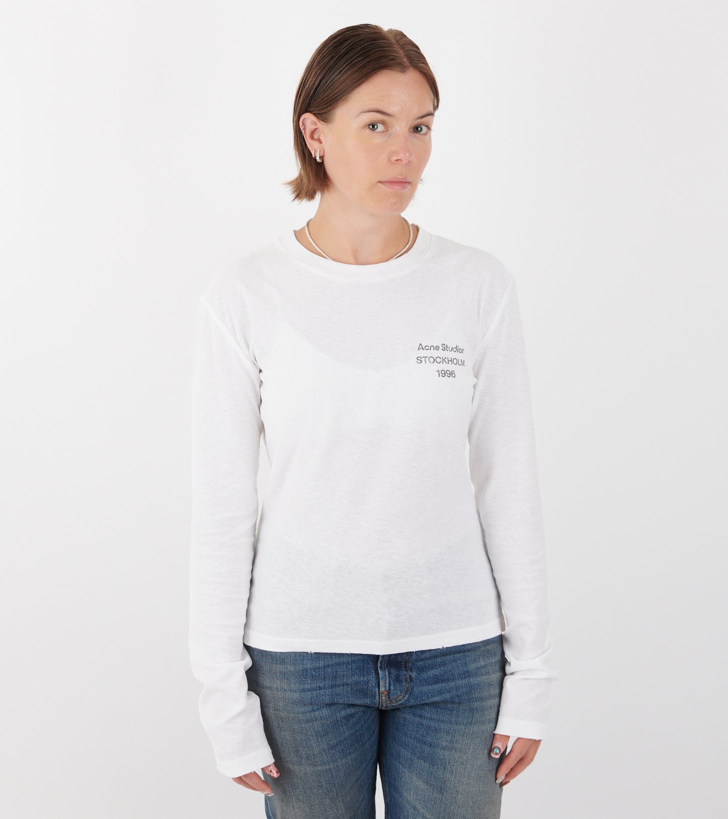 Distressed Logo L/S T-shirt Off-white