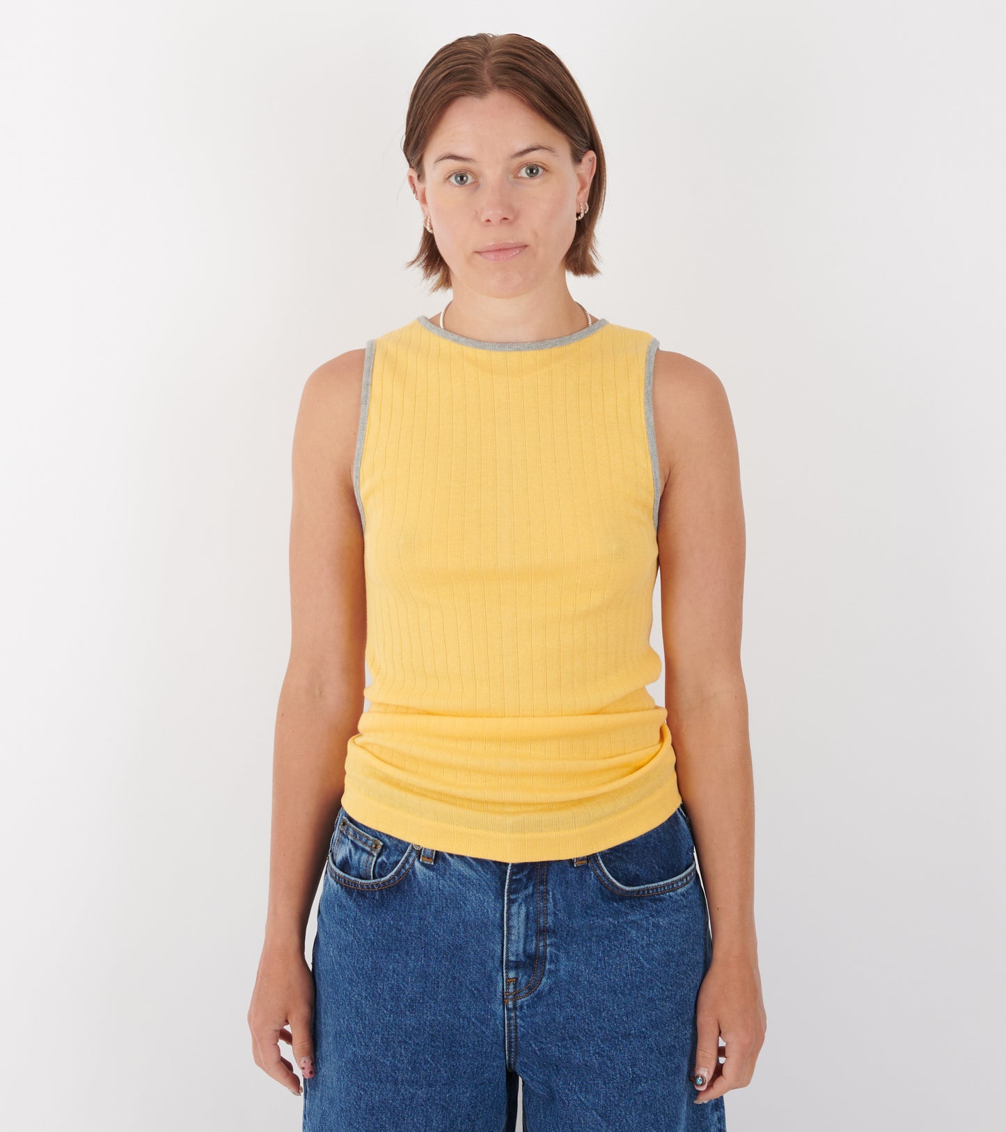 101 Tank Top Kontrast Yellow/Light Grey